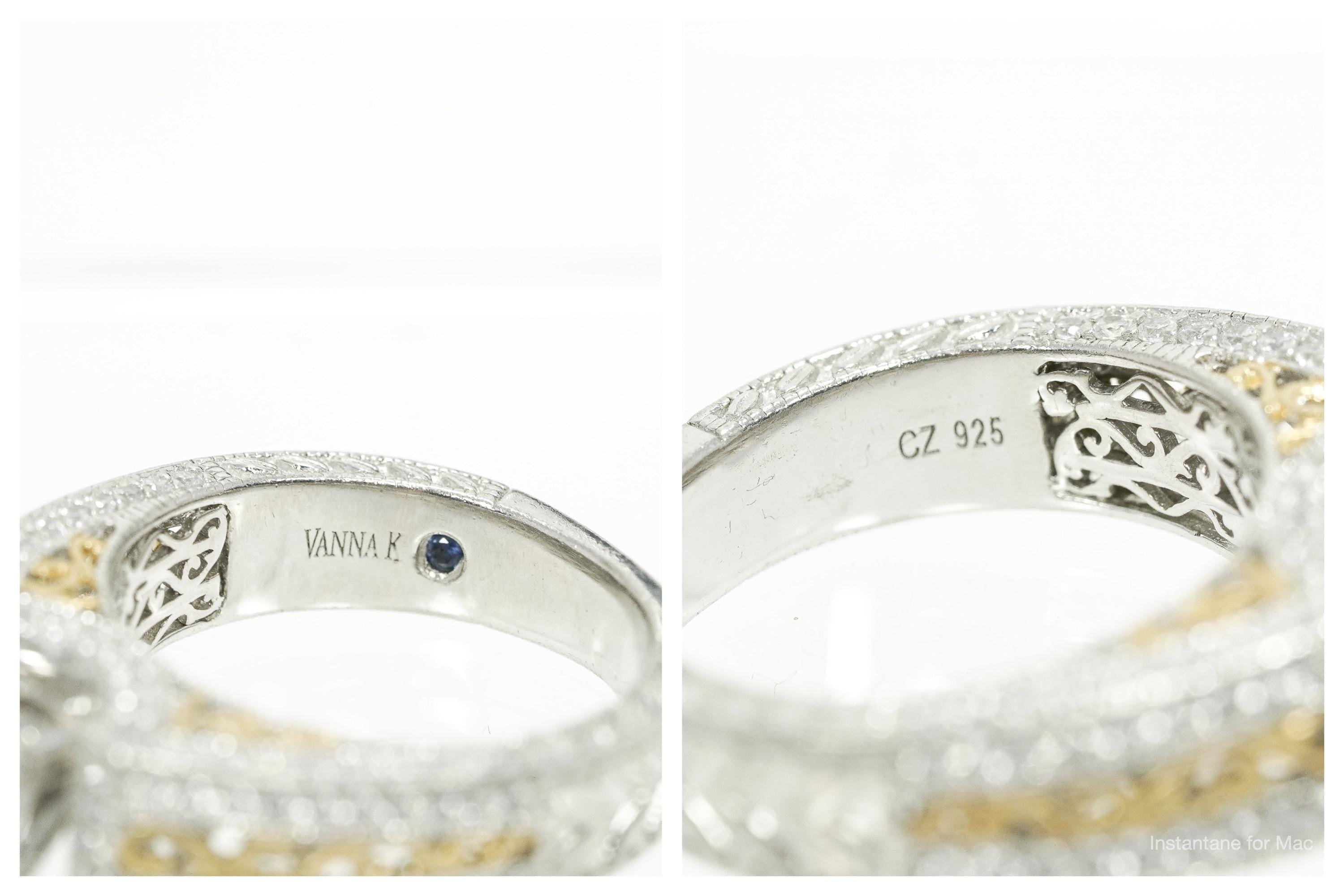 Designer Vanna K Cubic Zirconia Gold Vermeil Sterling Silver Ring - Size 8.25