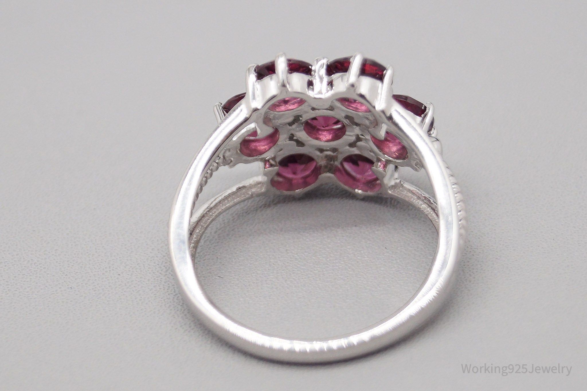 JTV TGGC Pink Tourmaline Flower Sterling Silver Ring - Size 8