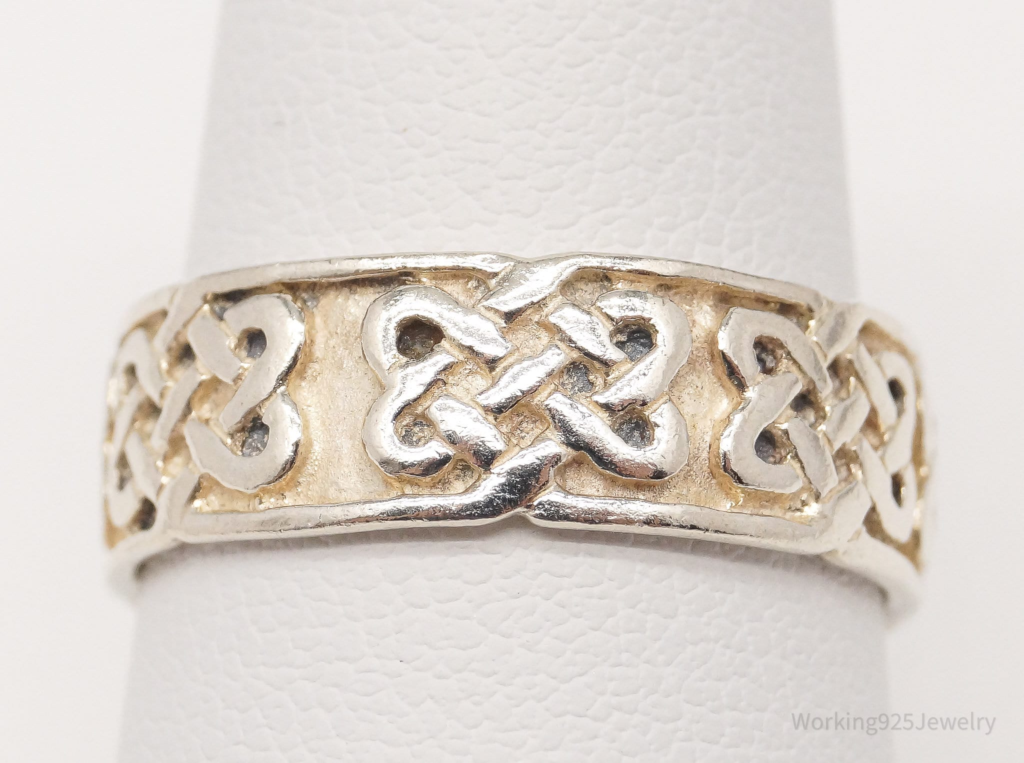 Vintage PSCL Celtic Knot Design Sterling Silver Band Ring - Size 8.25