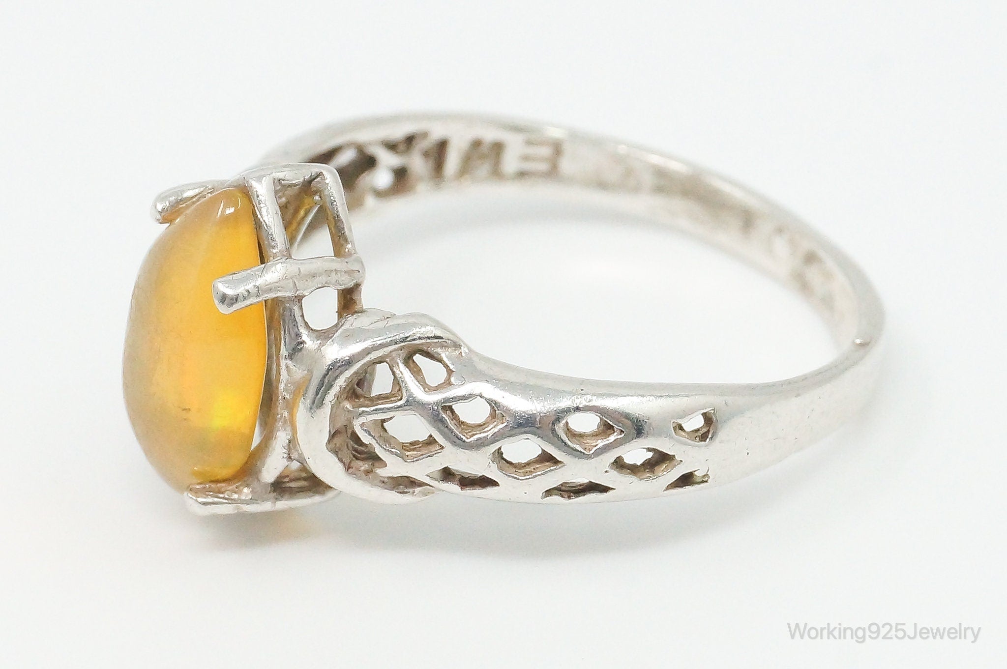 Yellow Opal Sterling Silver Ring - Size 9