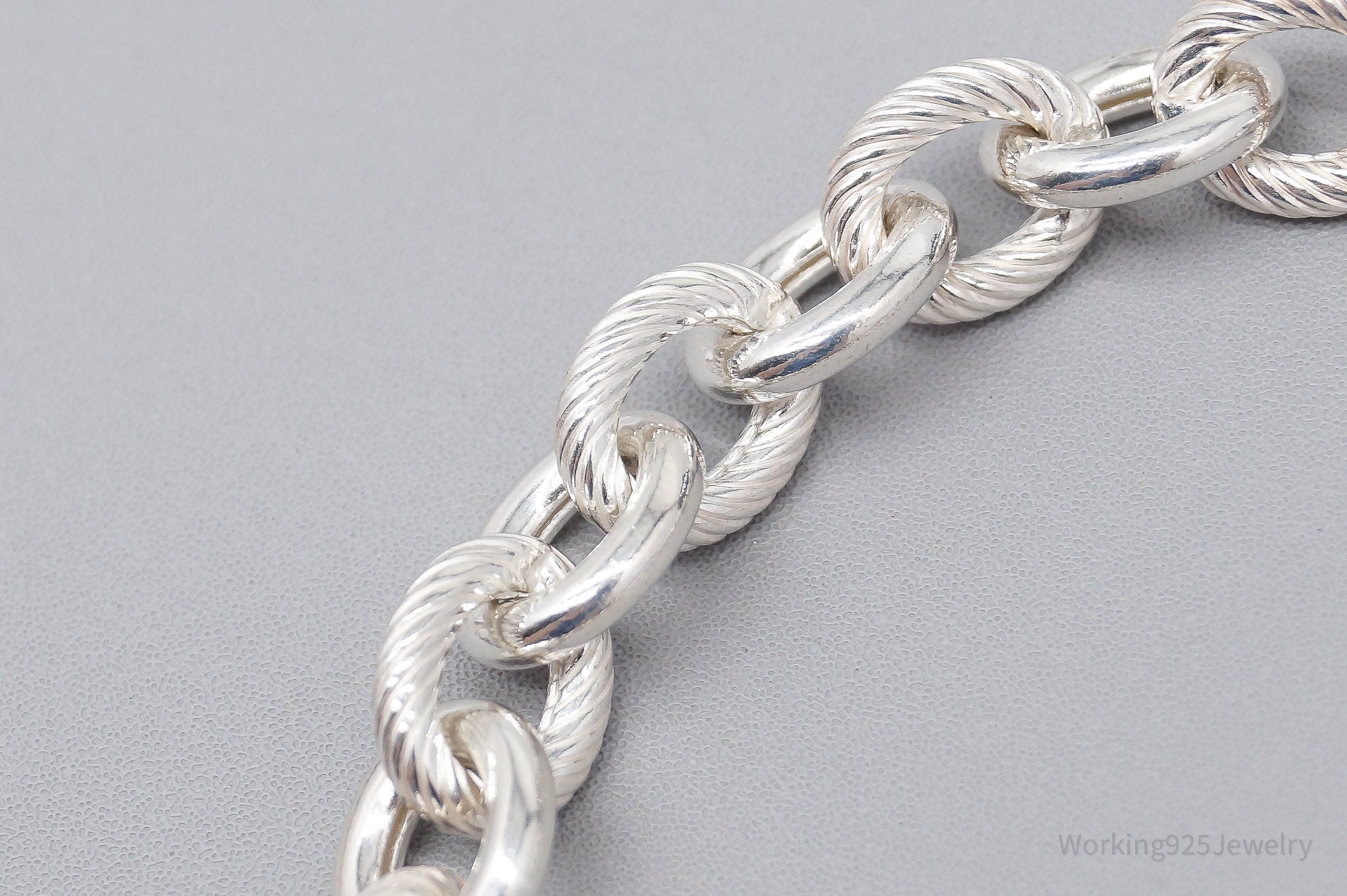 Vintage Italian Designer MILOR Rolo Chain 950 Fine Silver Bracelet 8"