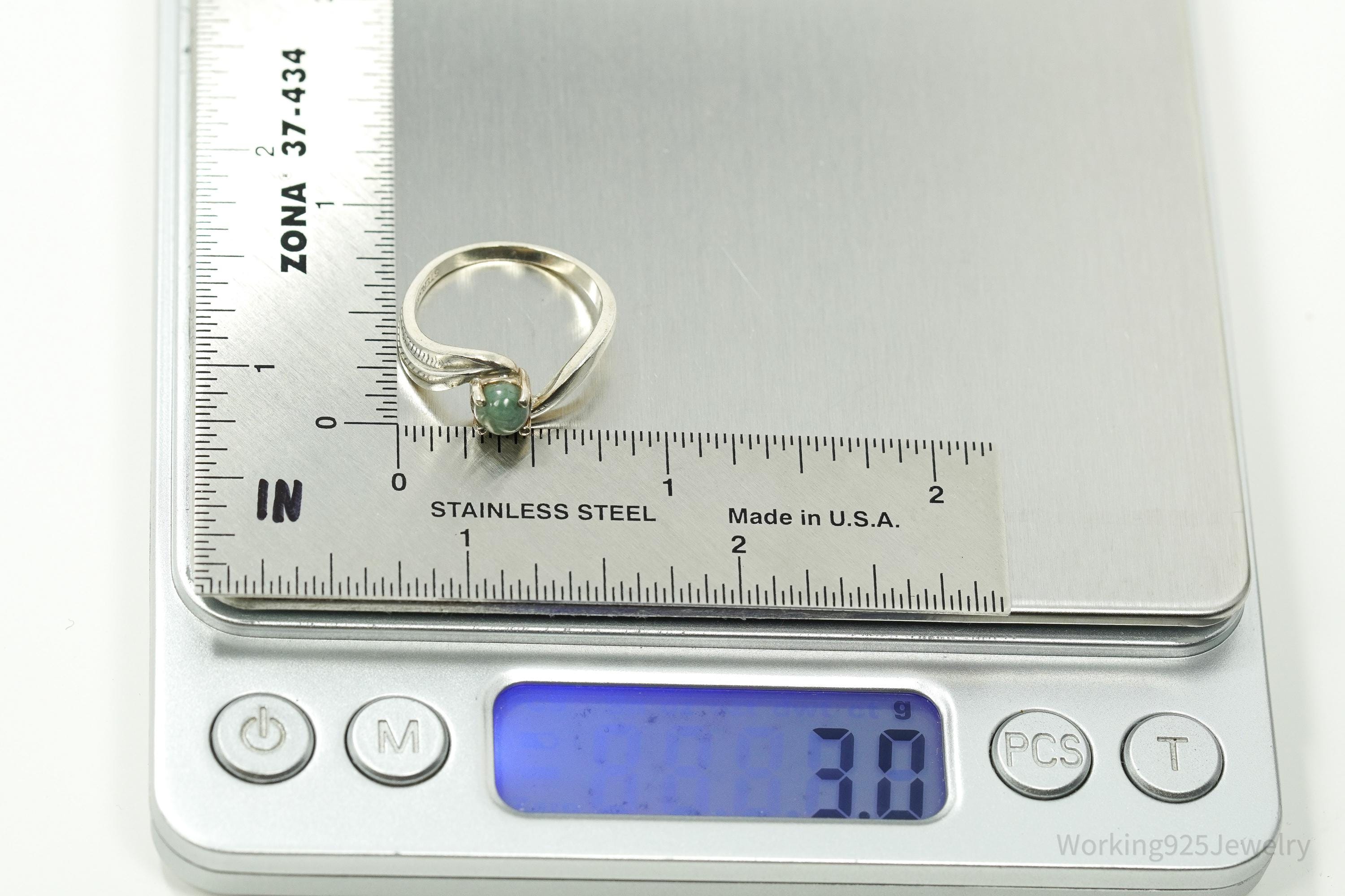 Vintage Jade Sterling Silver Ring - Size 7.25