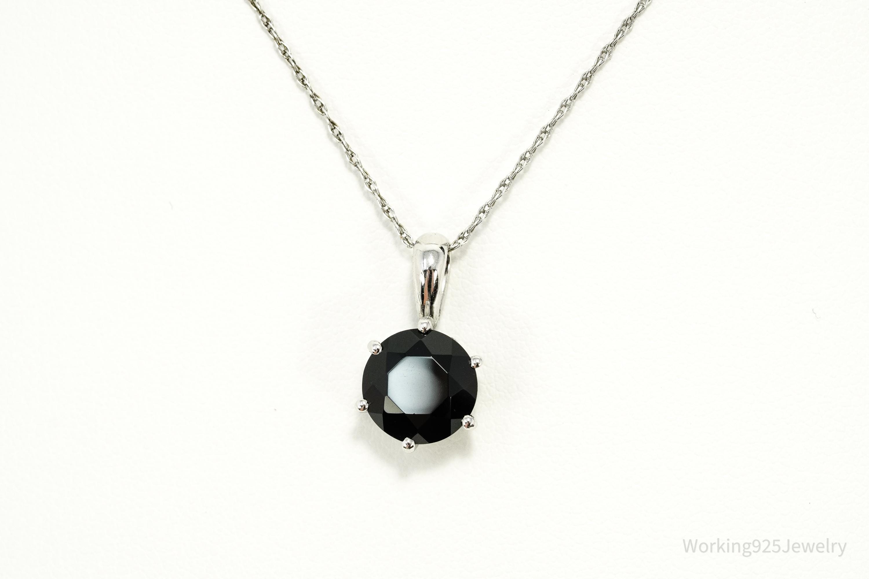 BBJ Black Spinel Rhodium Over Sterling Silver Necklace 17"