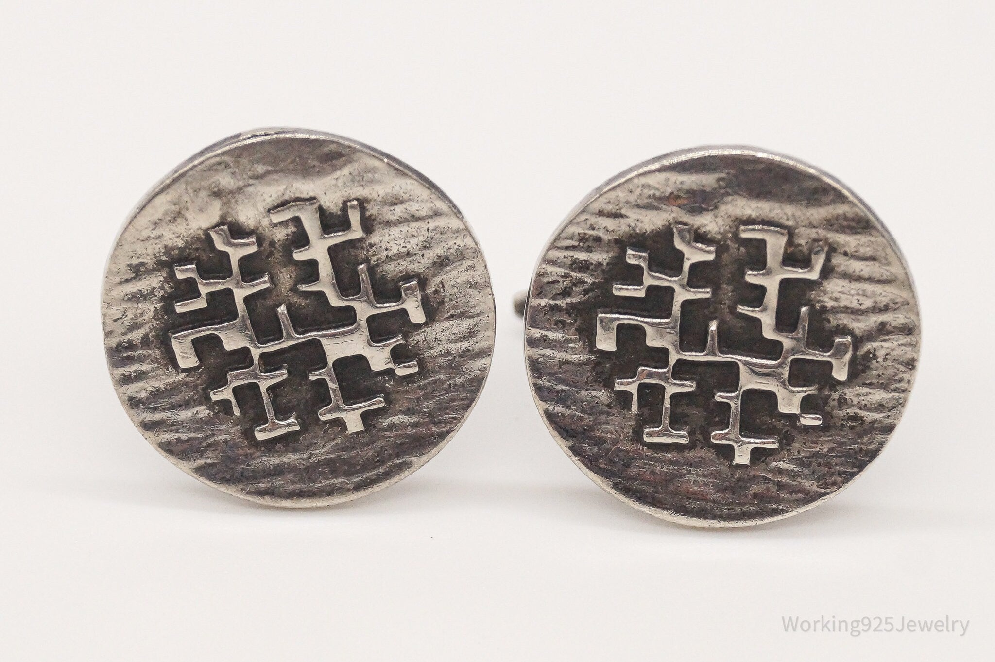 Vintage French Designer MF Sterling Silver Cufflinks