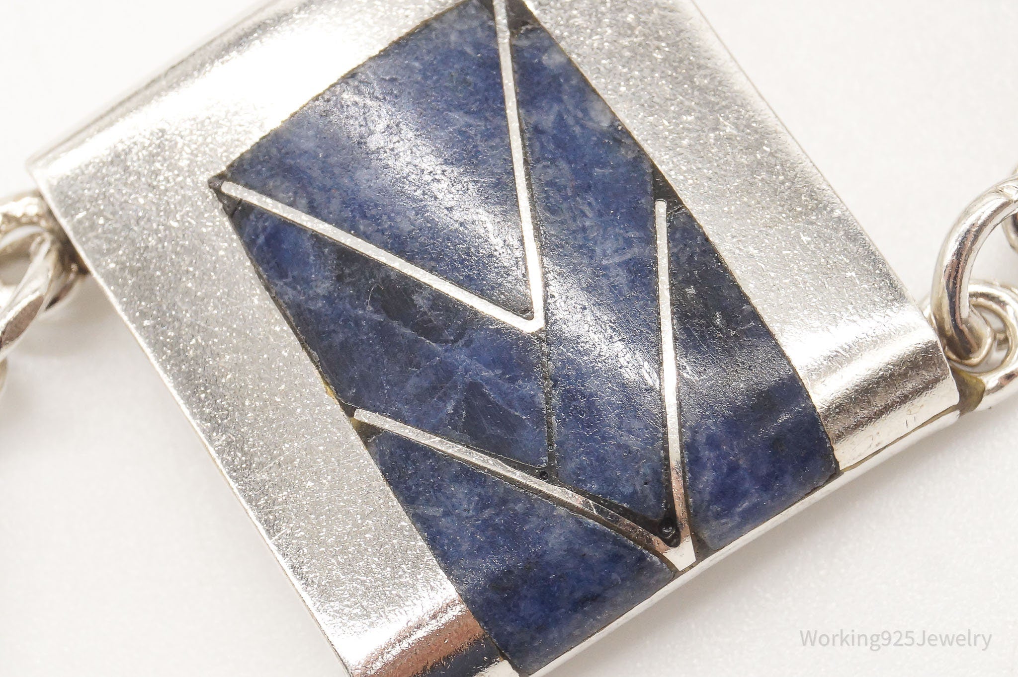 Vintage Mexico Modernist Sodalite 950 Silver Bracelet