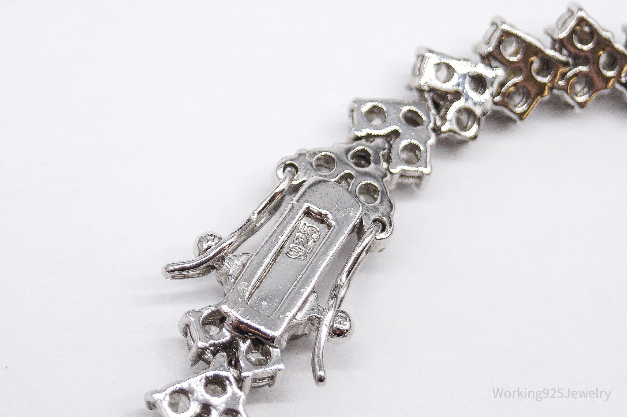 Vintage Cubic Zirconia Sterling Silver Tennis Bracelet - 7 11/16"