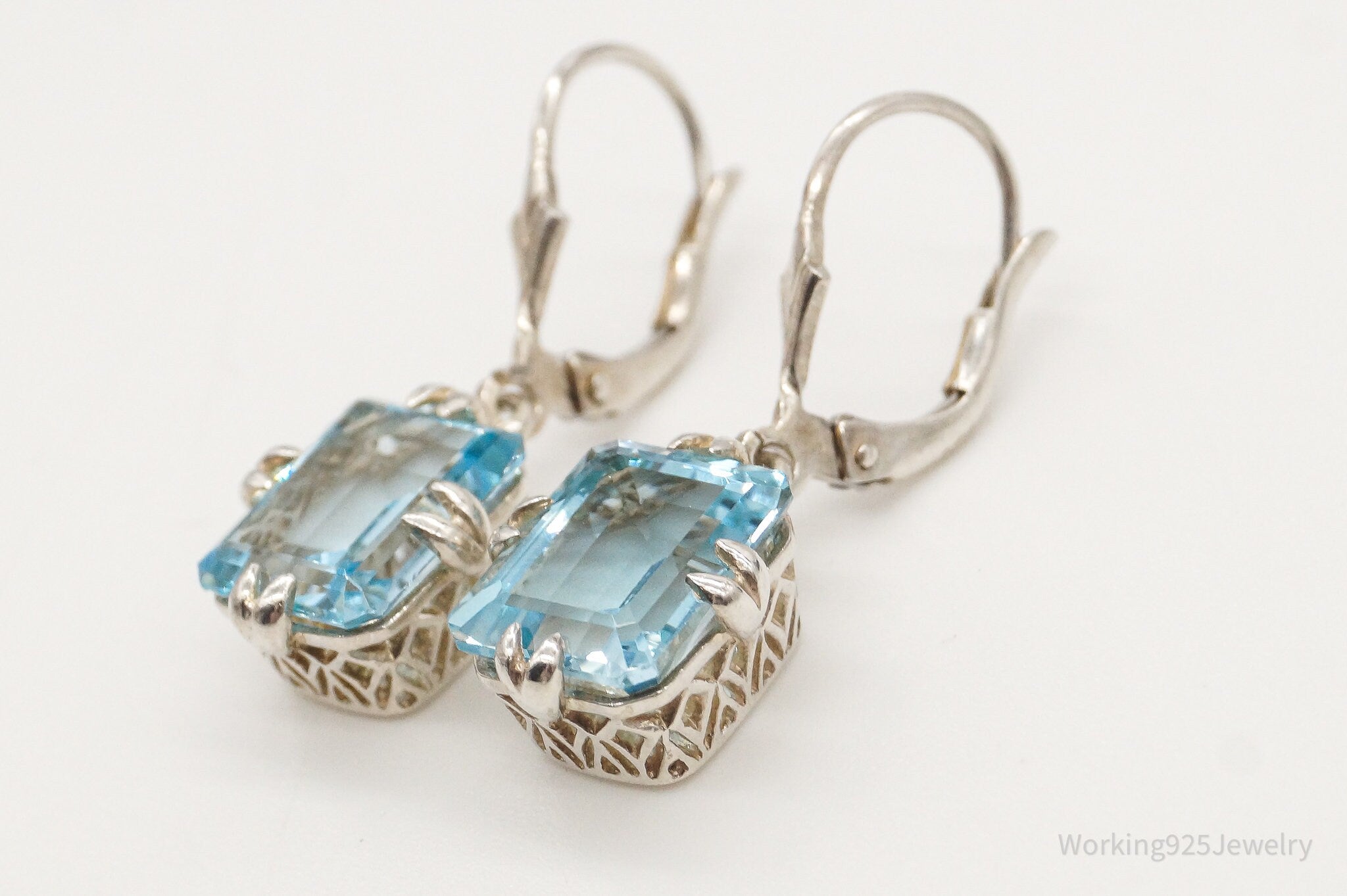 Vintage Designer CNA Blue Topaz Sterling Silver Earrings
