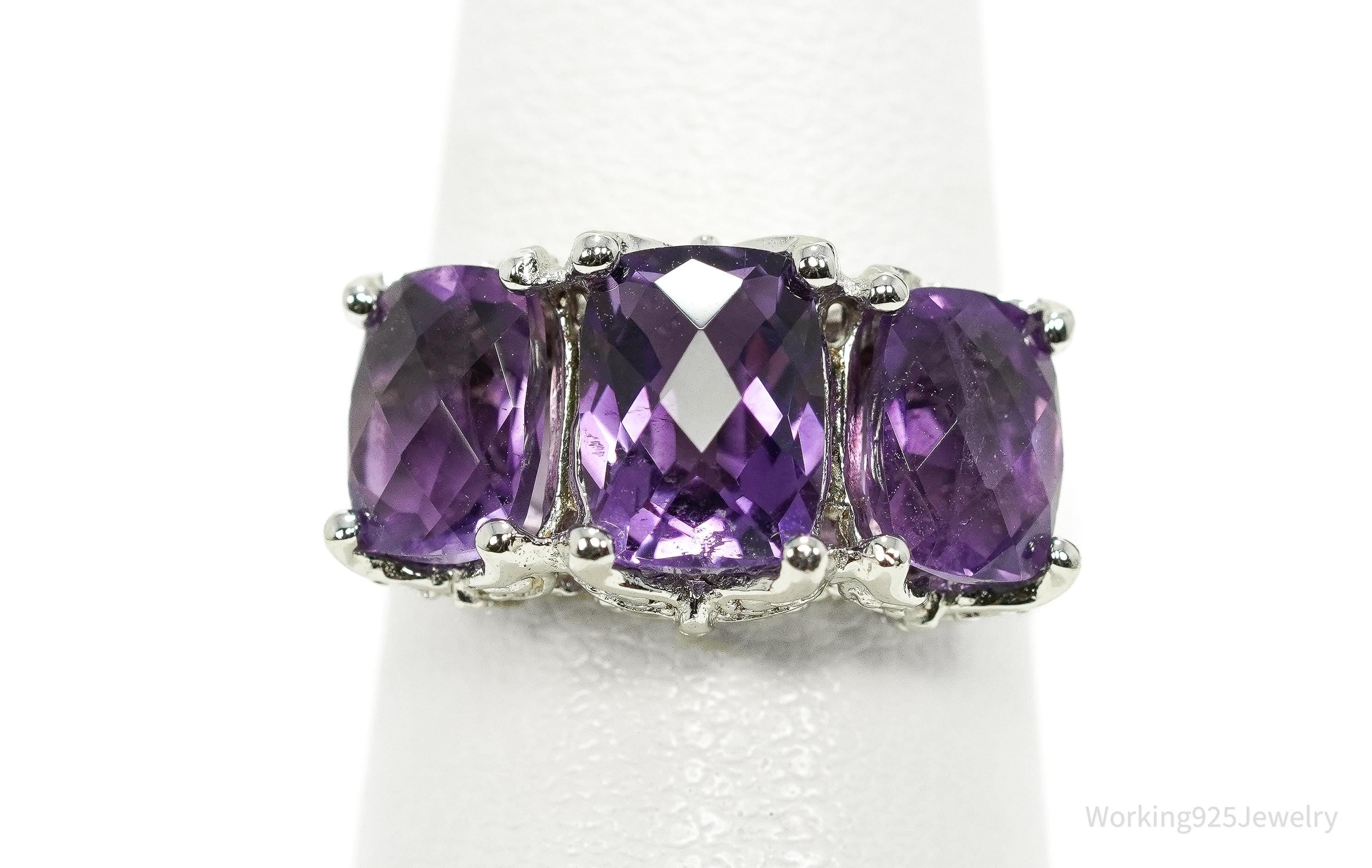 Designer BBJ Purple Amethyst Sterling Silver Ring - Size 5