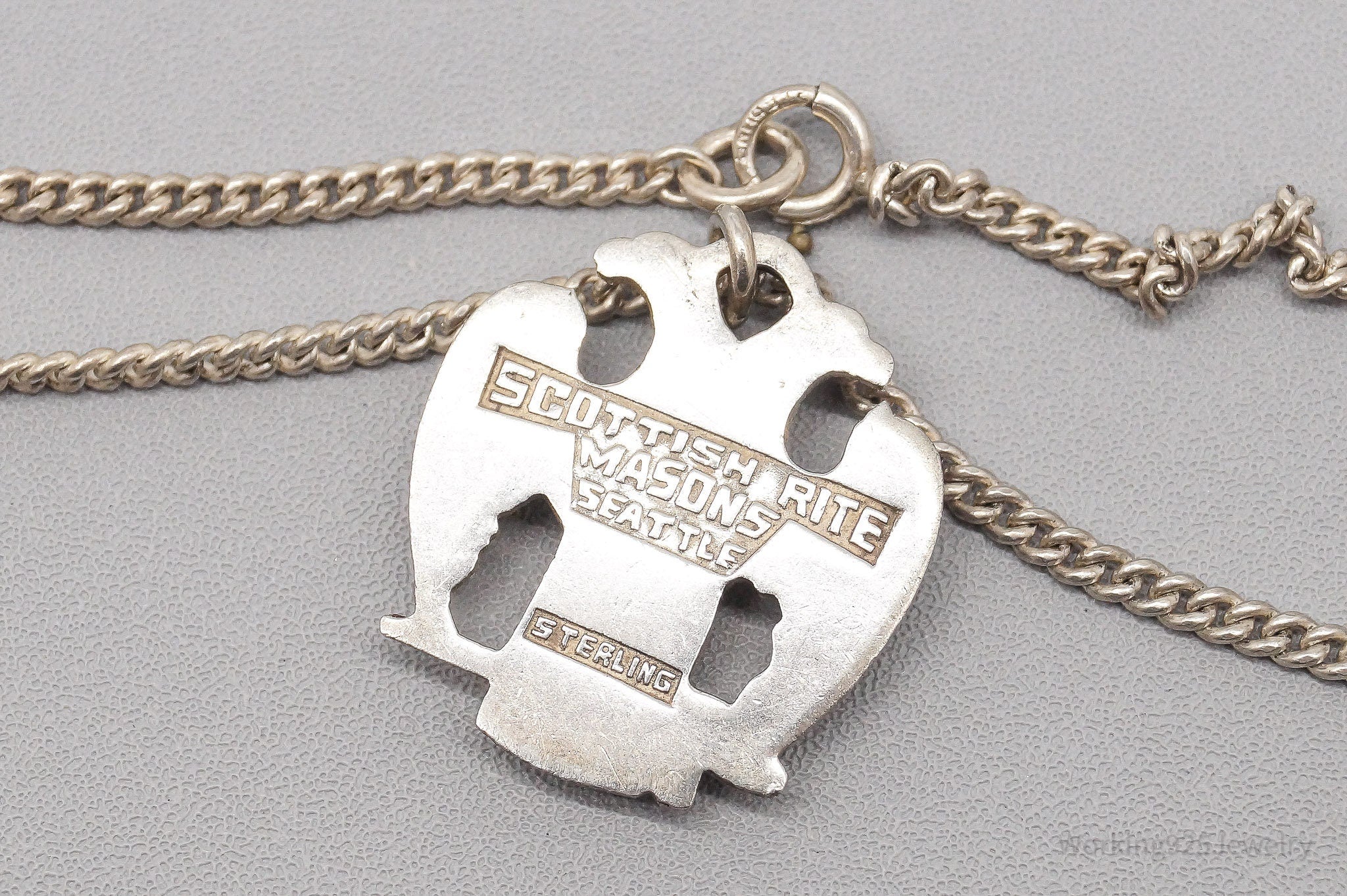 ATQ VTG Scottish Rite 32nd Degree Seattle Masons Sterling Silver Necklace