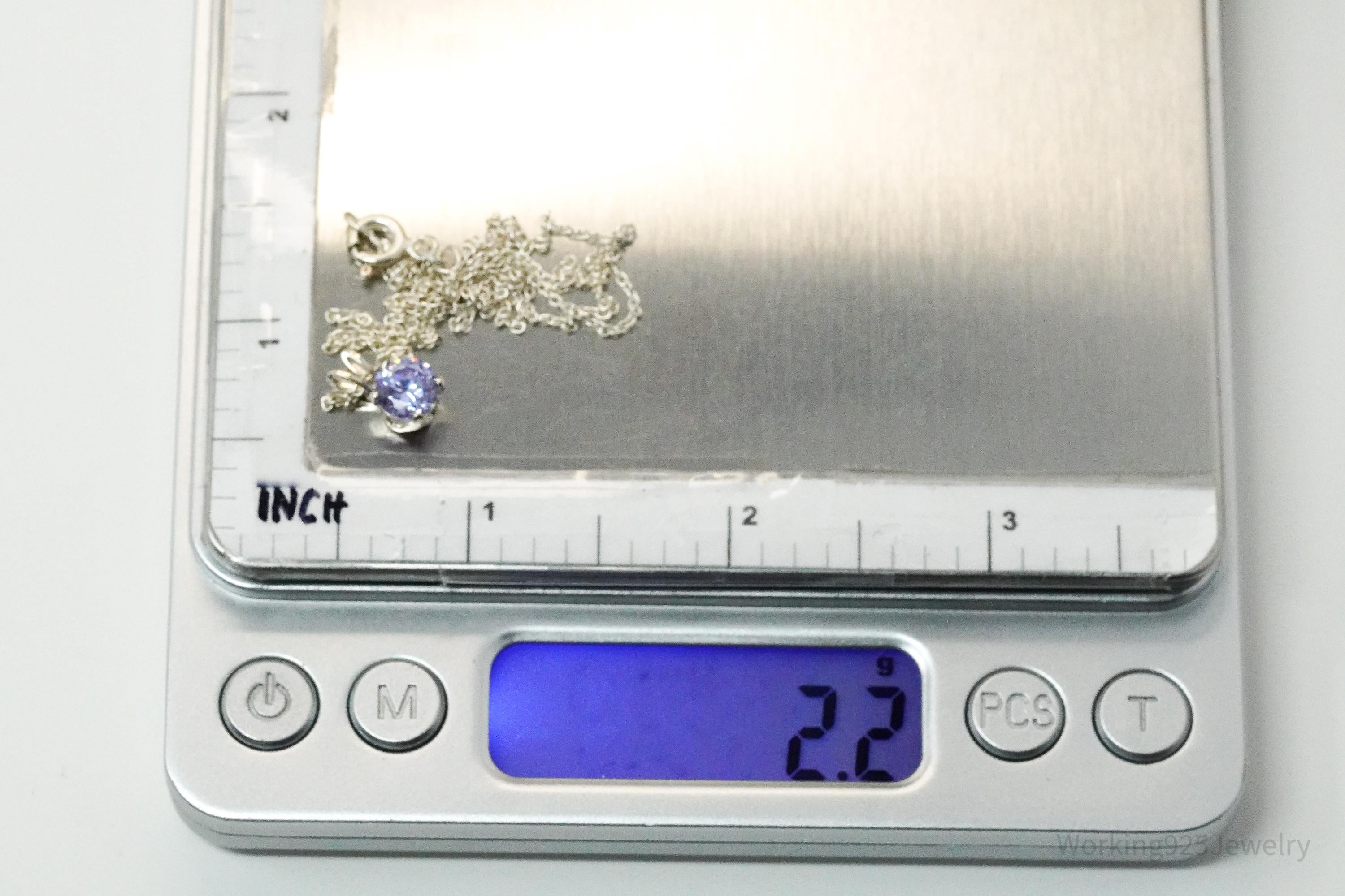 Vintage Violet Cubic Zirconia Sterling Silver Necklace - 18"