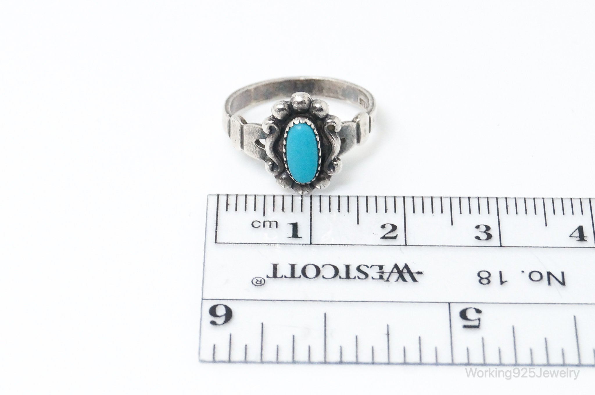 VTG Native American Bell Trading Post Turquoise Sterling Silver Ring SZ 4.5