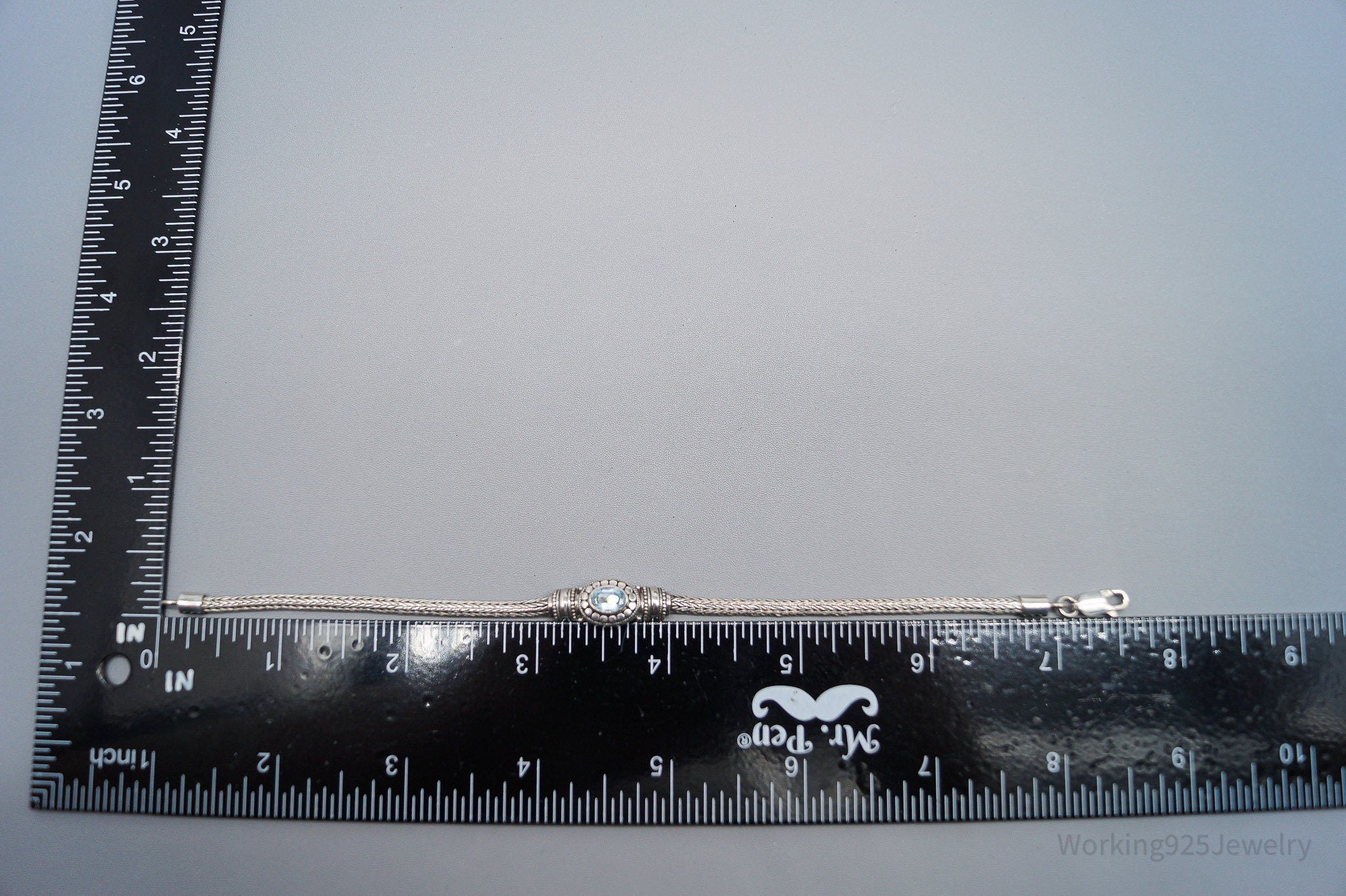 Vintage Blue Topaz Sterling Silver Bracelet 7.5"