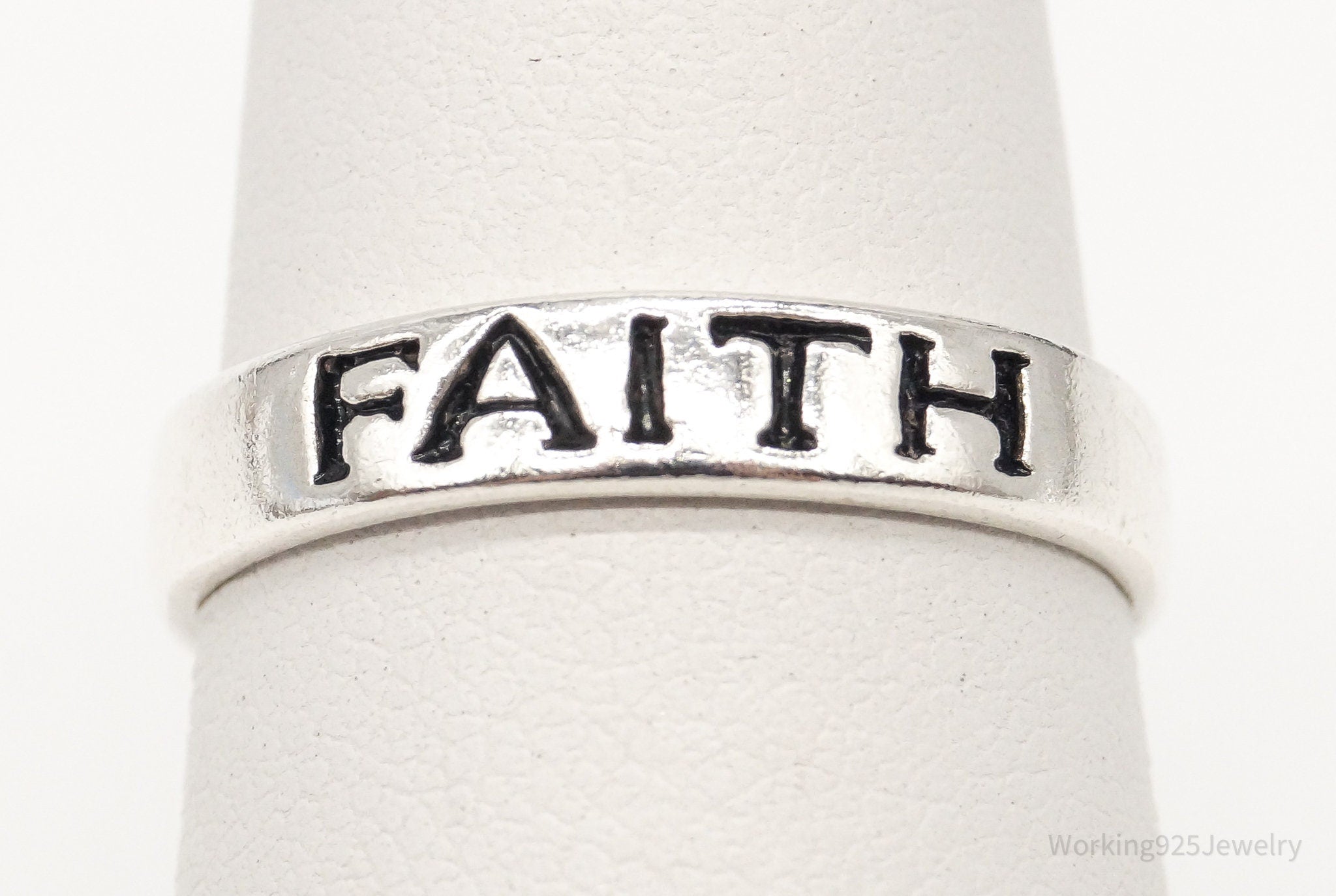 Vintage "Faith" Sterling Silver Band Ring - Size 7