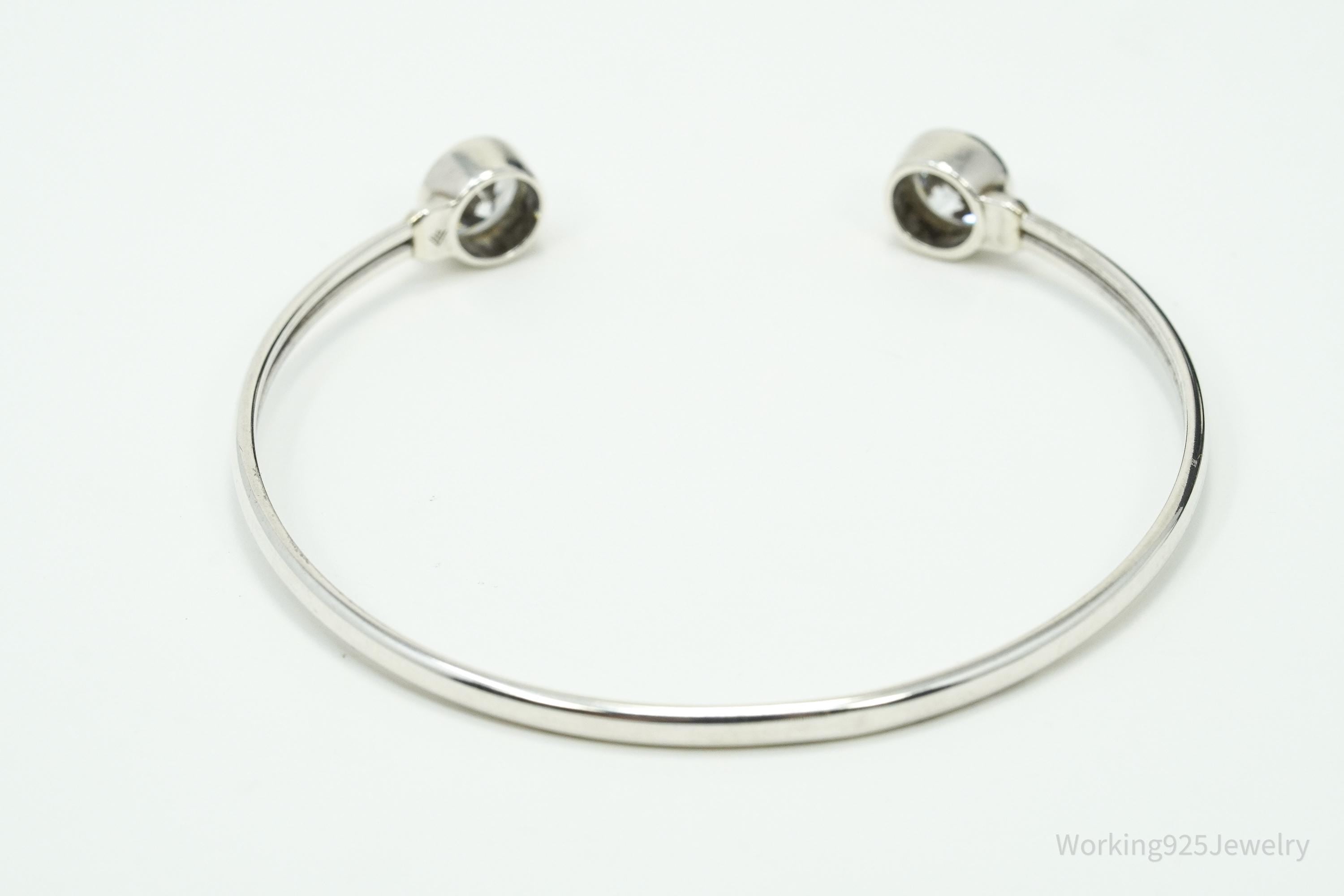 Designer Silpada Cubic Zirconia Flexible Sterling Silver Cuff Bracelet 8"