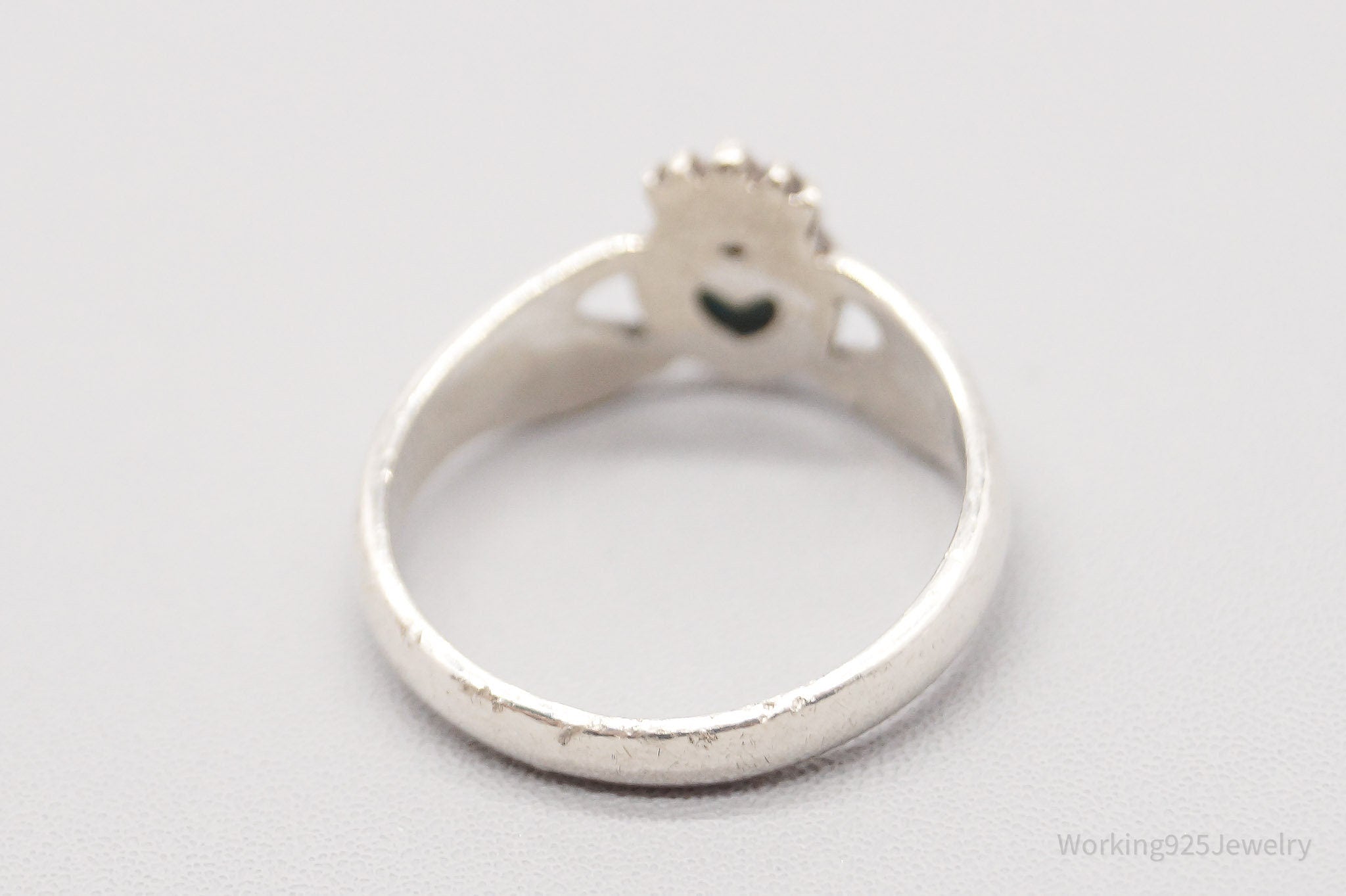 Vintage Boma Claddagh Turquoise Heart Sterling Silver Ring - Size 5.75