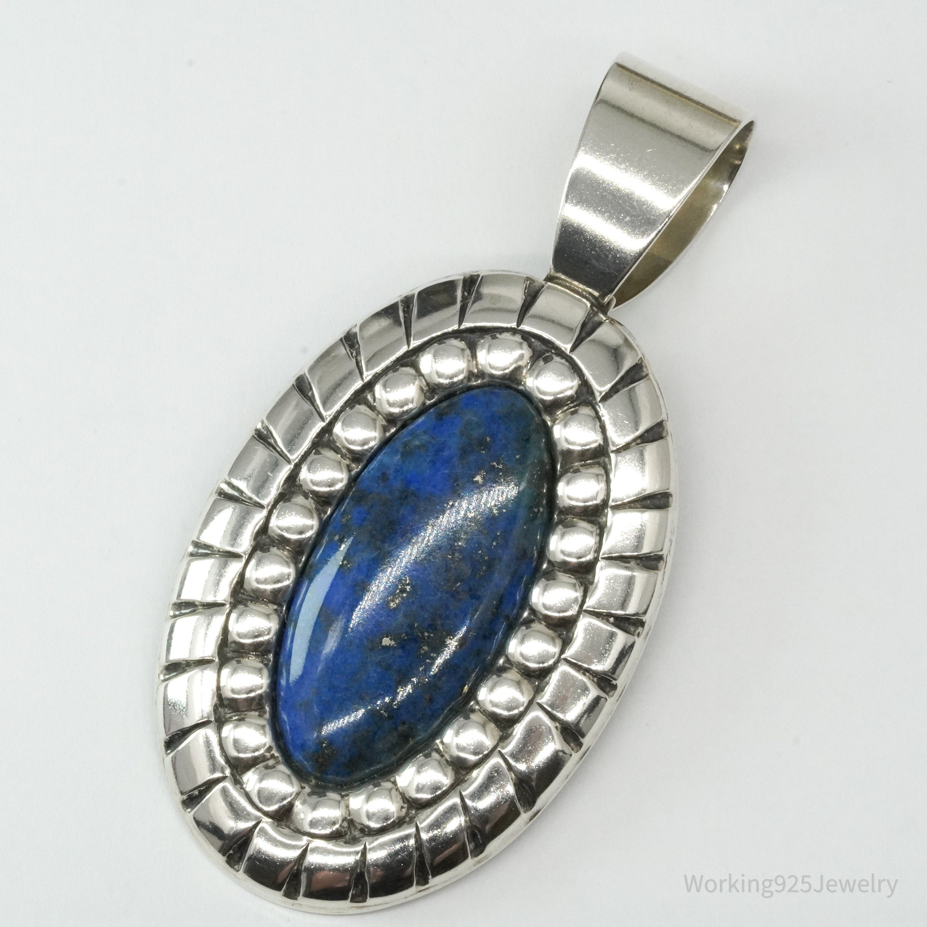 Large Vintage Carolyn Pollack Relios Lapis Lazuli Sterling Silver Pendant