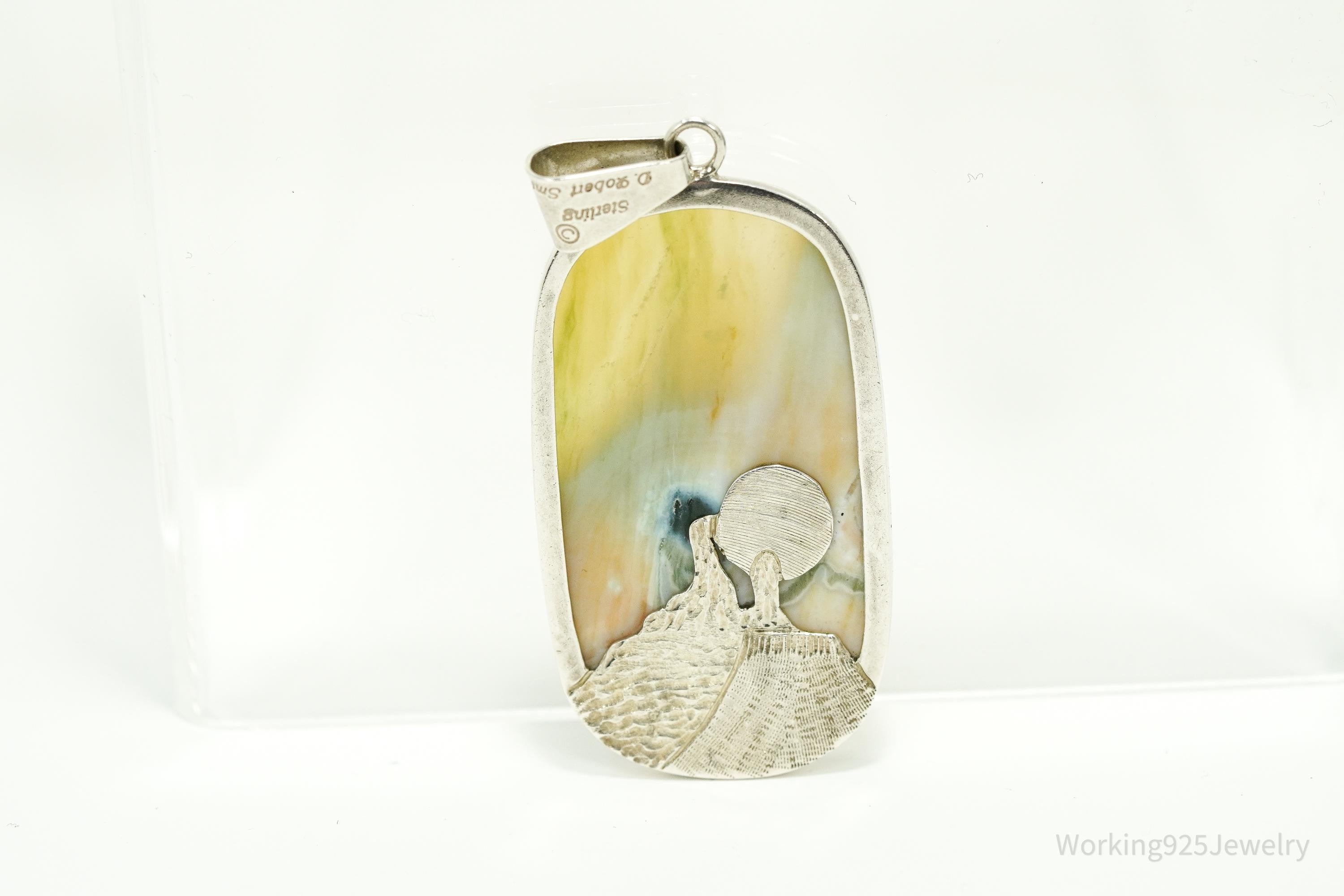 Large Vintage D. Robert Smith Jasper Sterling Silver Pendant