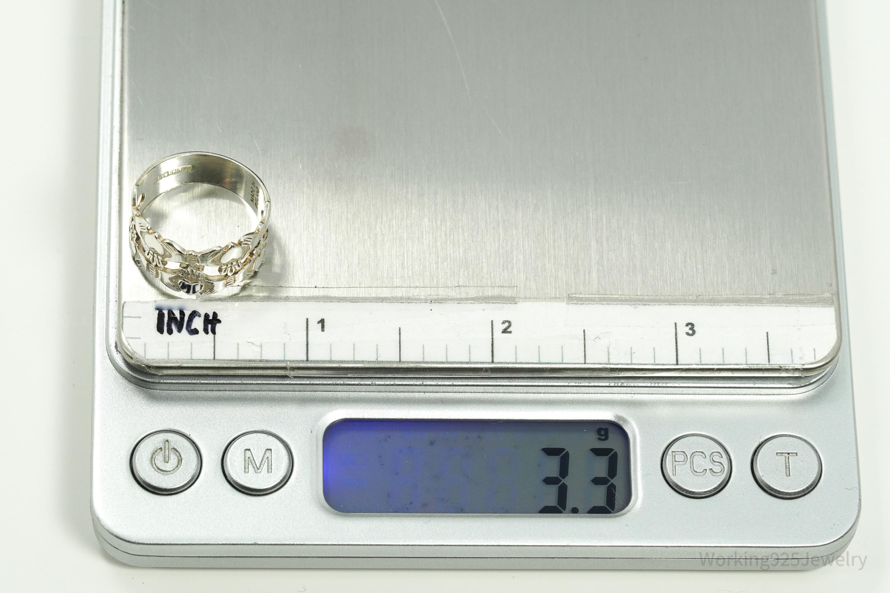 Vintage Irish Claddagh Sterling Silver Ring - Size 7.25