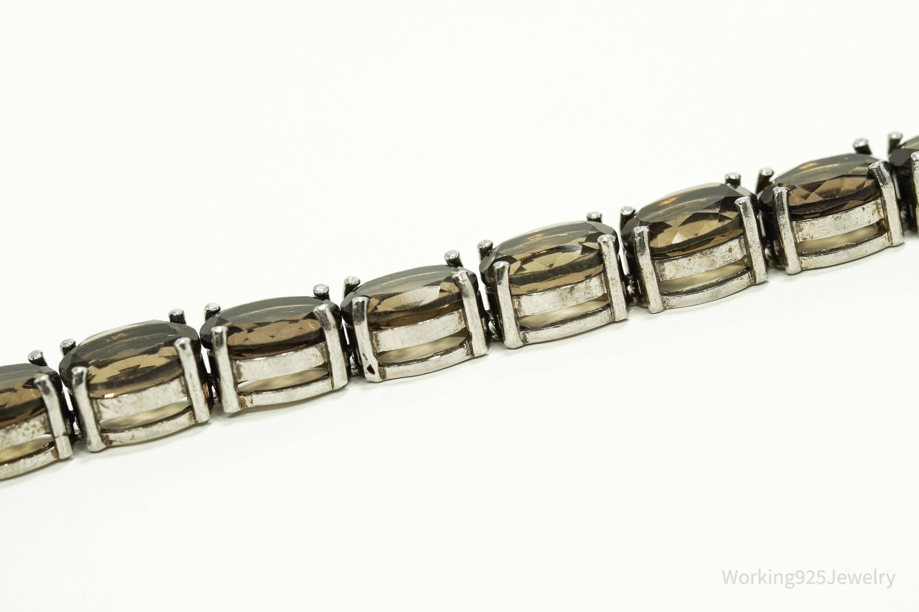 Vintage Smoky Topaz Sterling Silver Bracelet - 7.5"