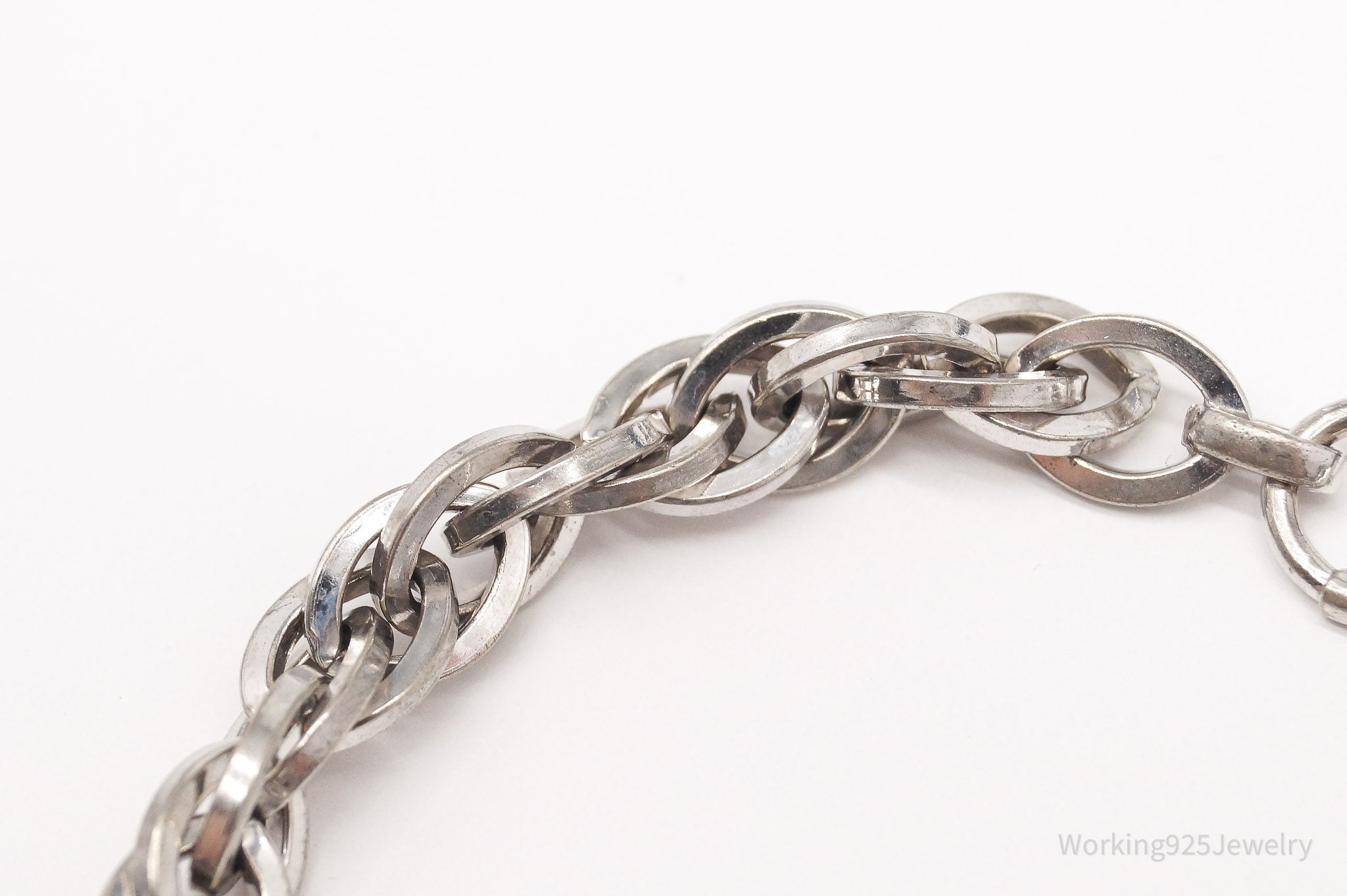 Antique Sterling Silver Chain Bracelet - 7 3/8"