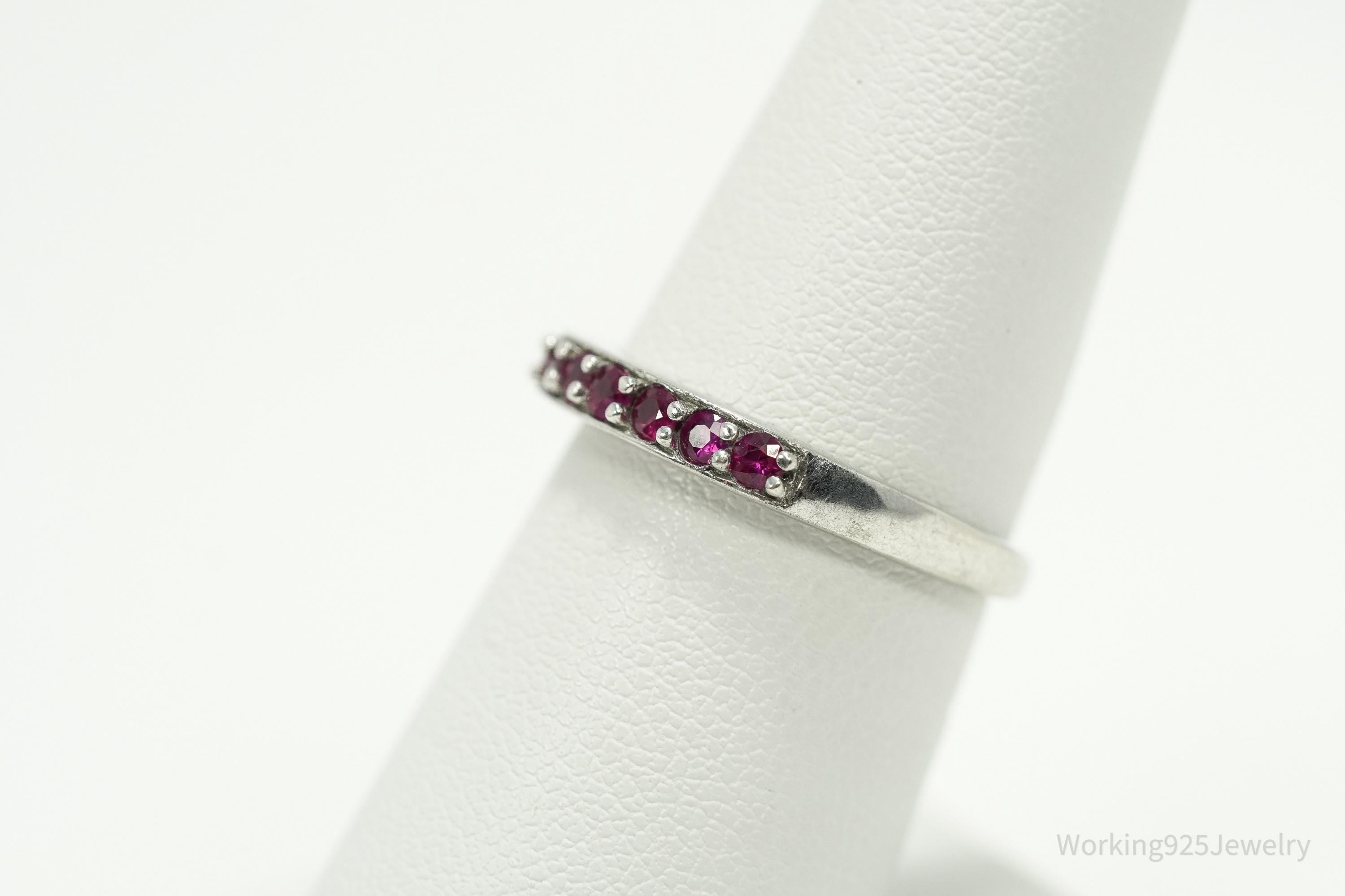 Vintage Ruby Sterling Silver Ring - Size 7