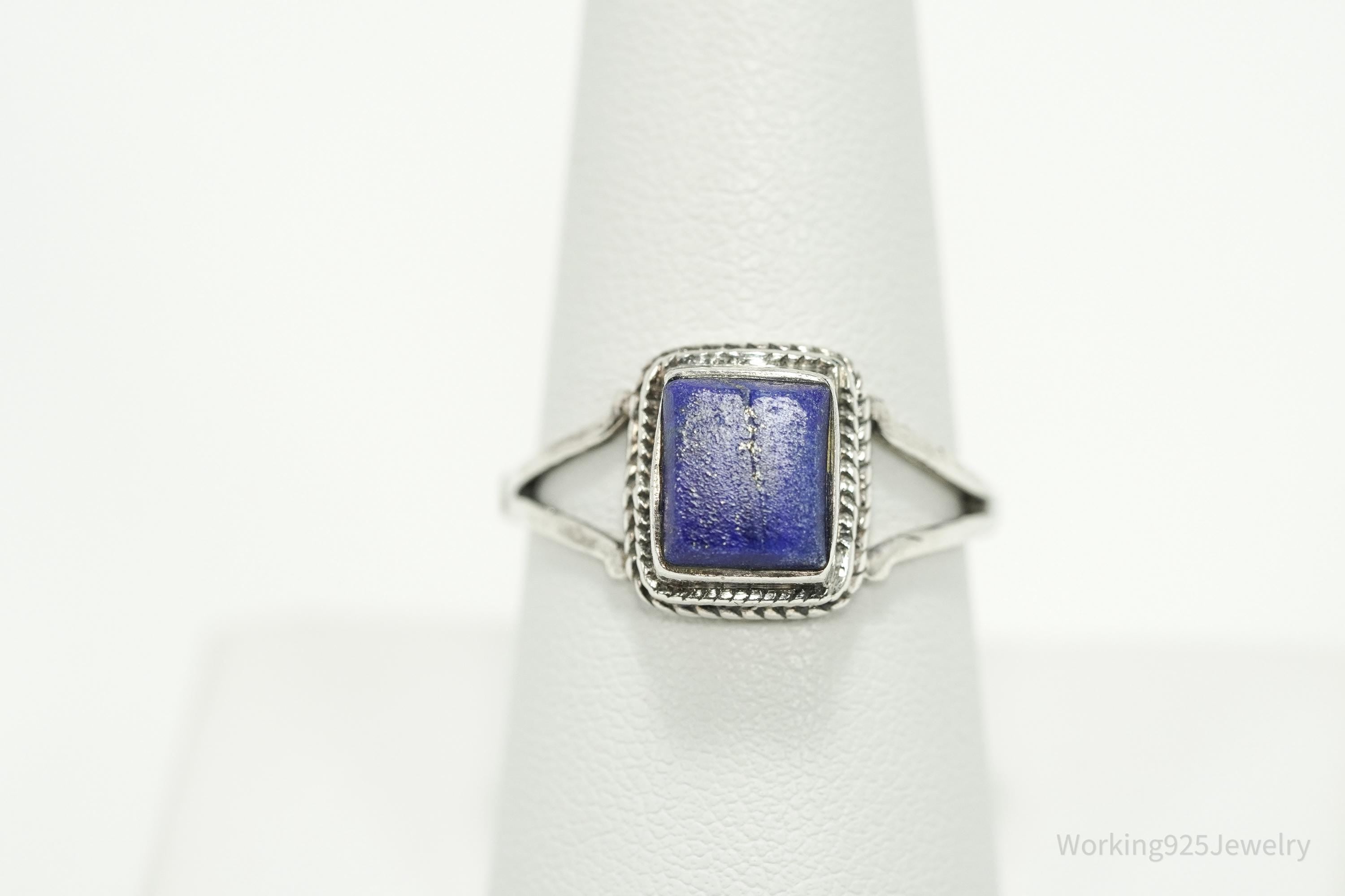 Vintage Lapis Lazuli Sterling Silver Ring - Size 8.75