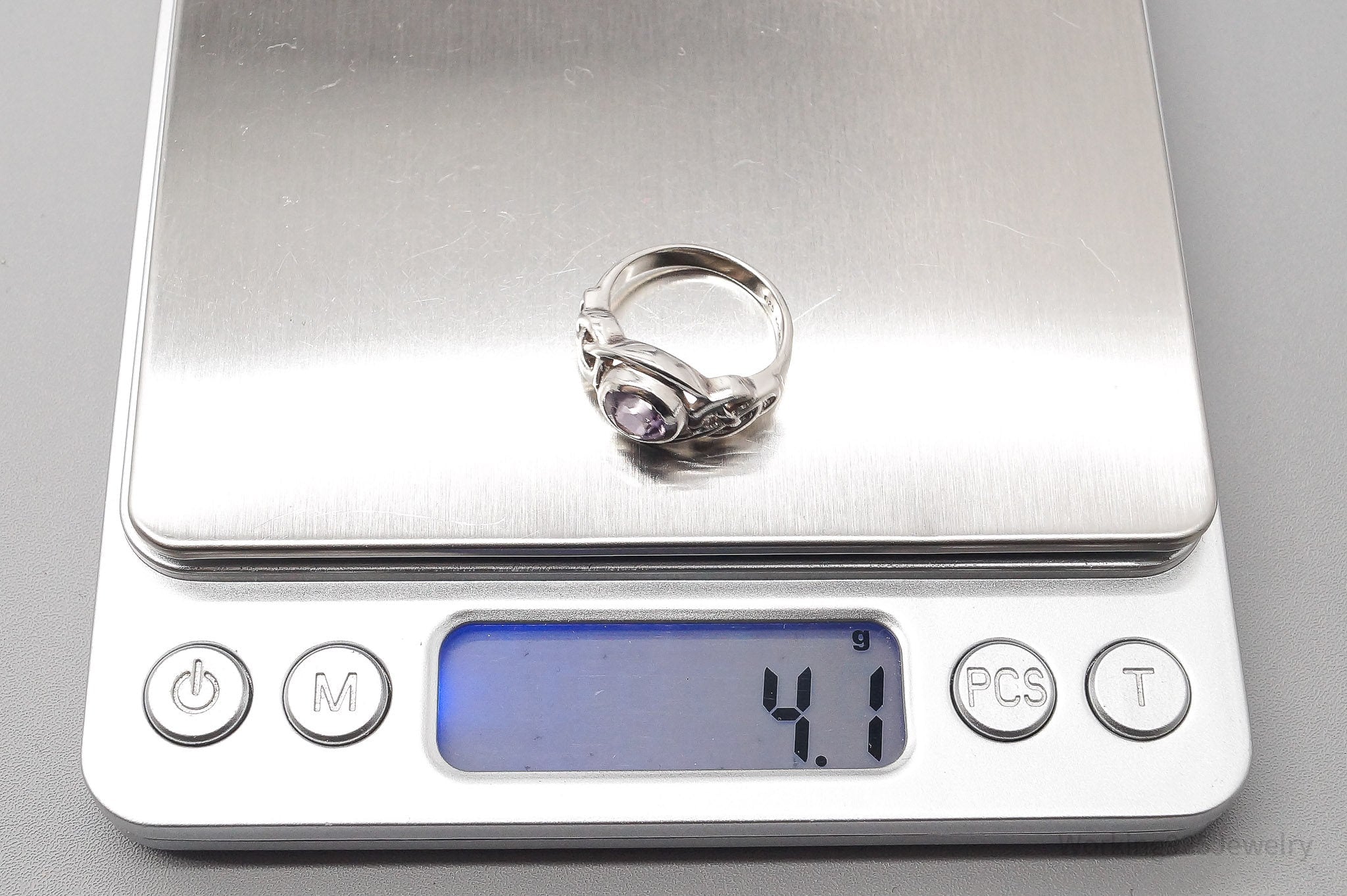 Vintage Amethyst Celtic Knots Sterling Silver Ring - Size 5.5