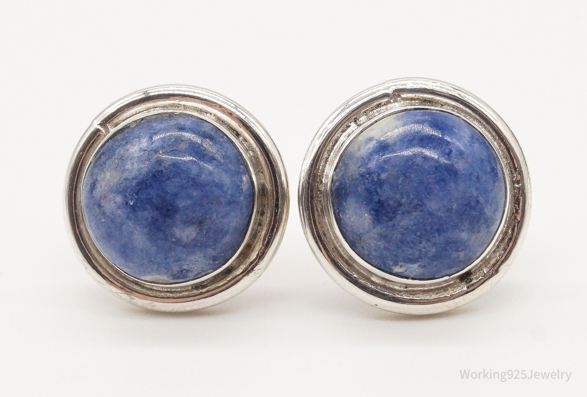 Vintage Sodalite 950 Silver Earrings