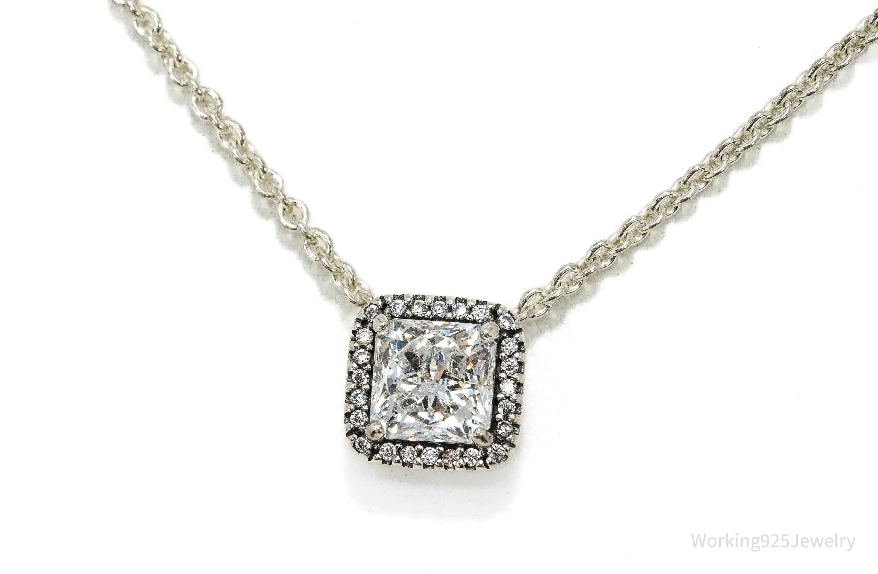 Designer Pandora Cubic Zirconia Sterling Silver Necklace - 19"