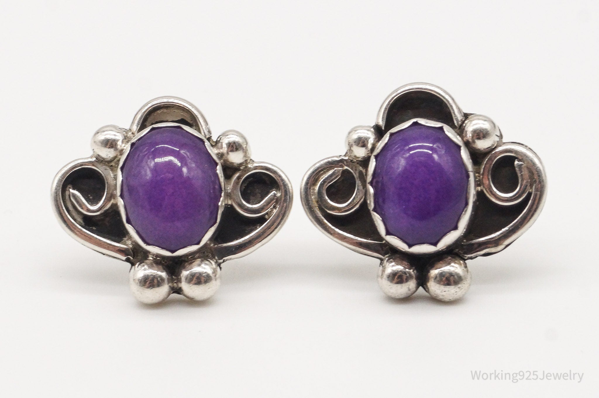 Vintage Native American Sugilite Sterling Silver Earrings