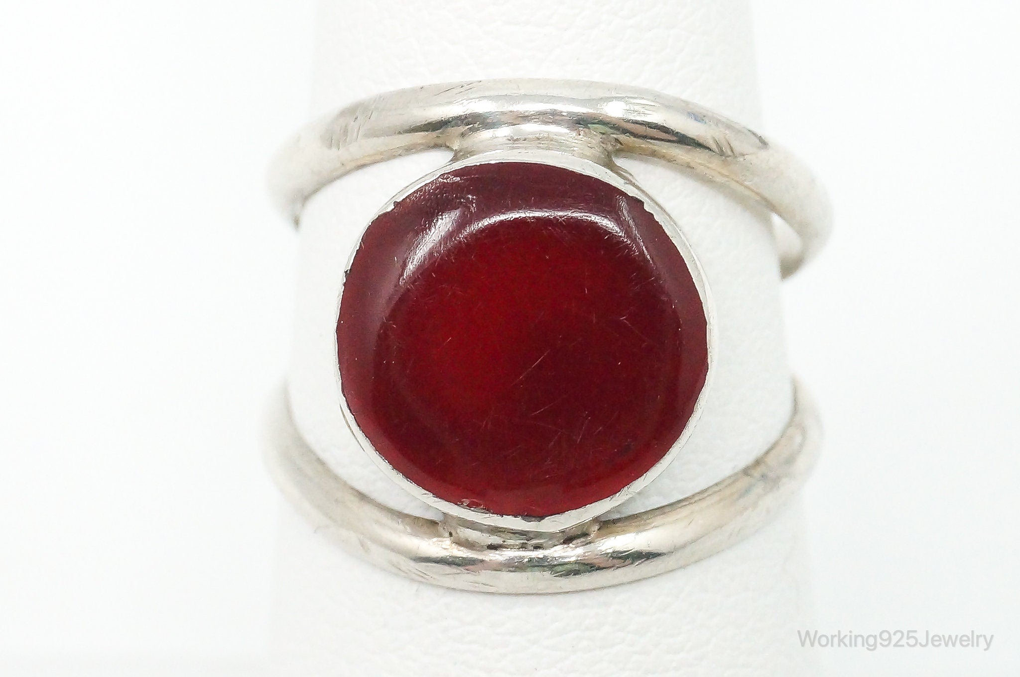 Vintage Mexico Carnelian Sterling Silver Ring - Size 6.75