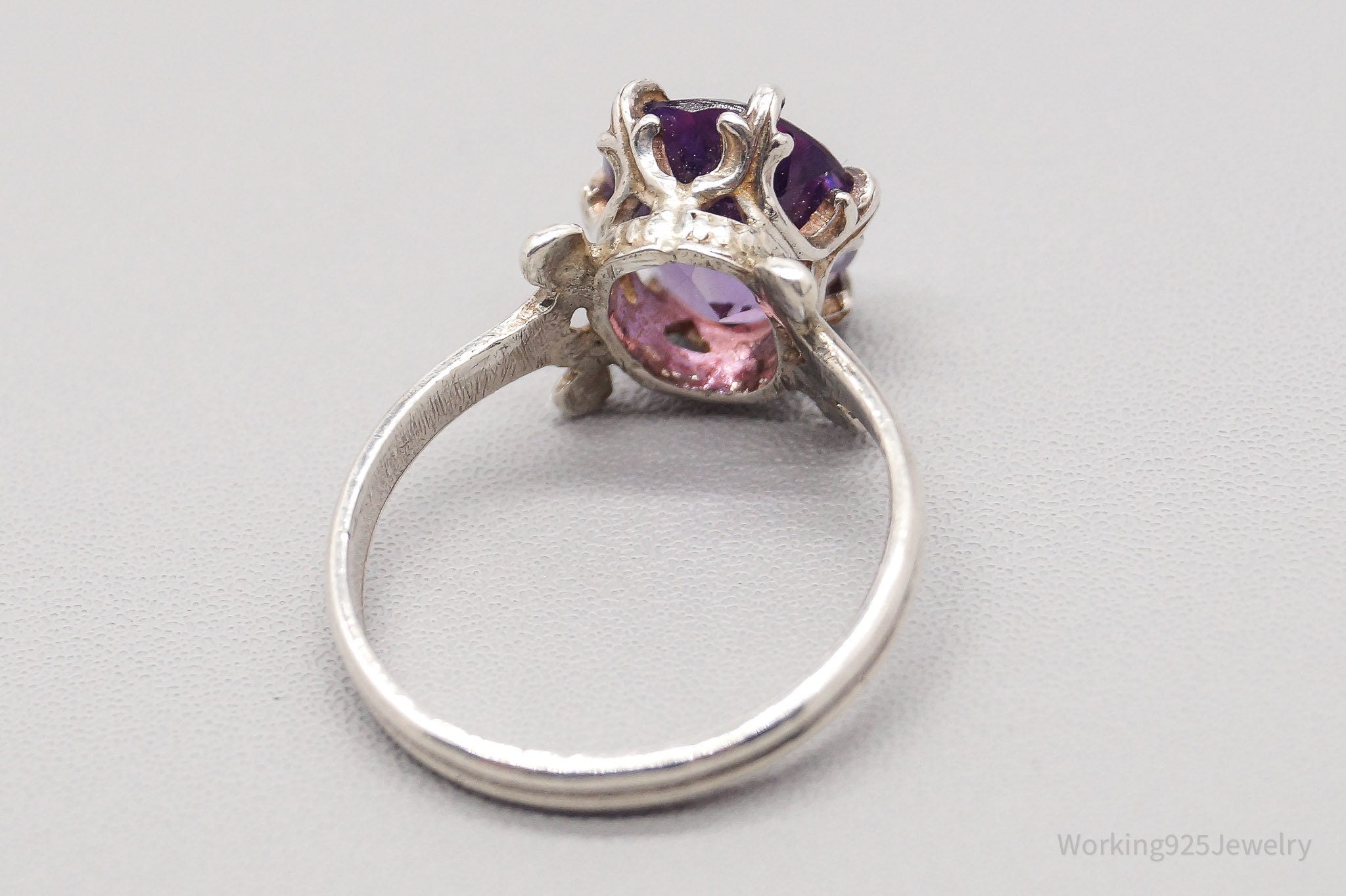 Antique Amethyst Silver Ring - Size 5.25