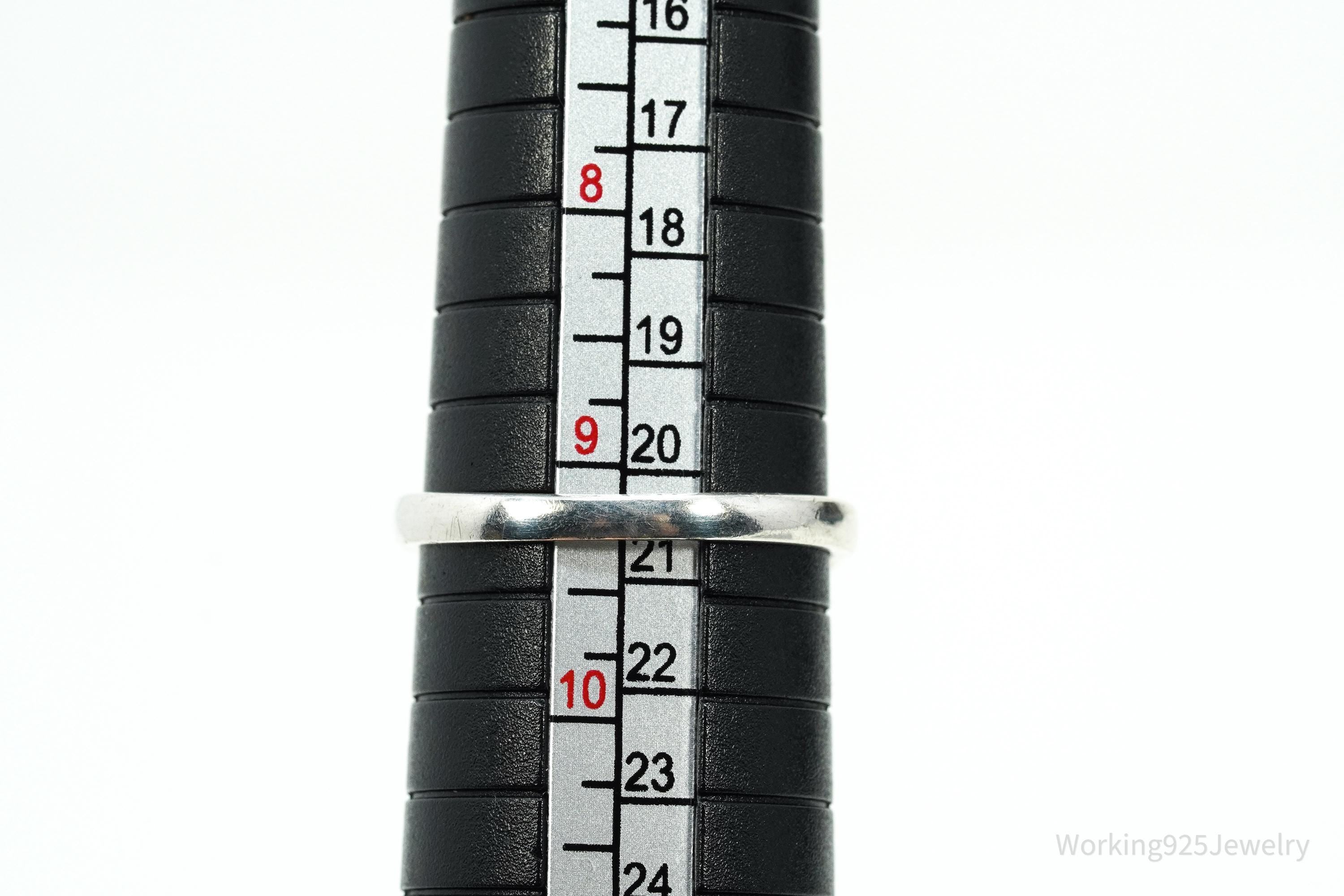 Vintage Designer Kabana Black Onyx Sterling Silver Ring - Size 9.25