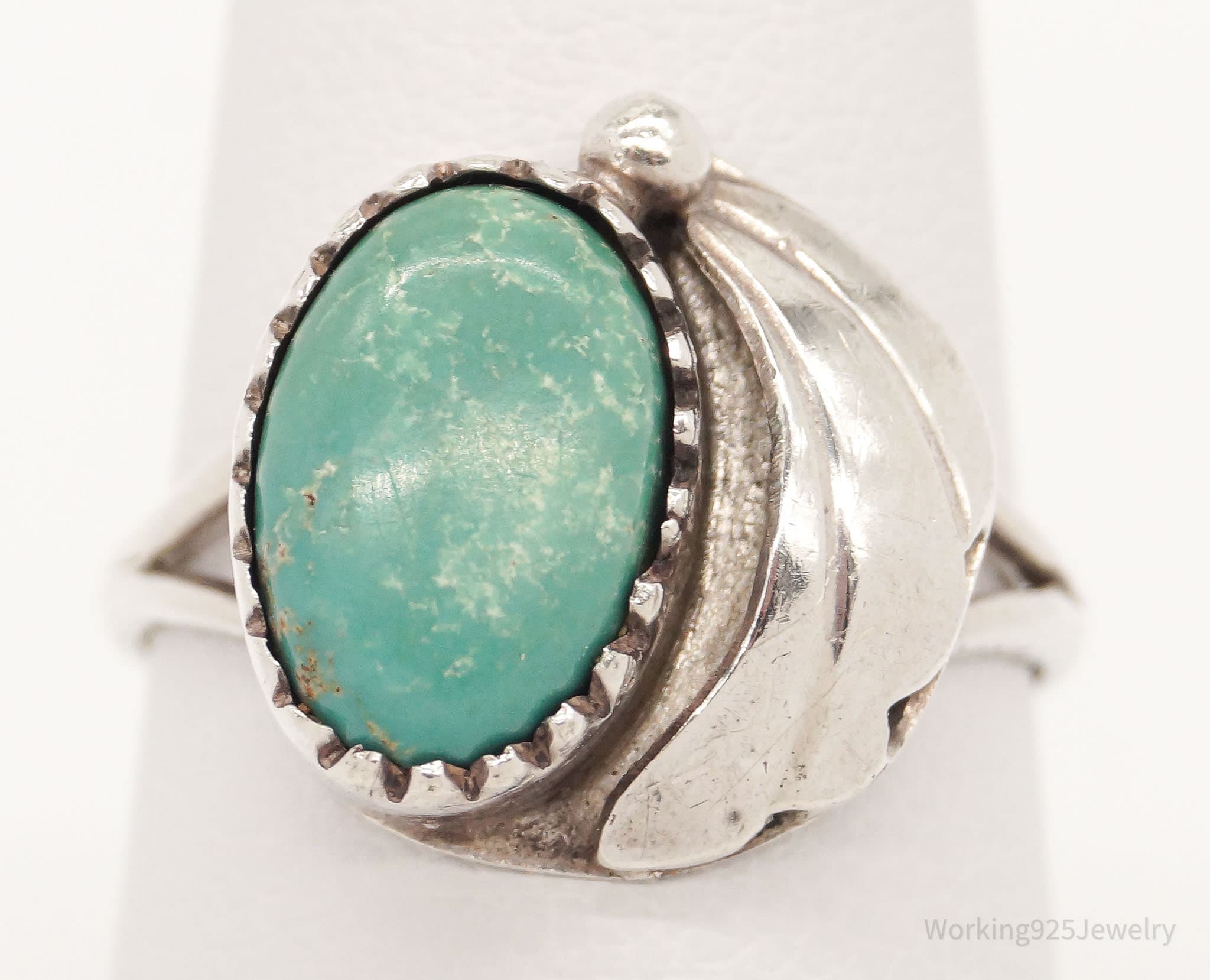 Vintage Native American Turquoise Sterling Silver Ring - Size 7