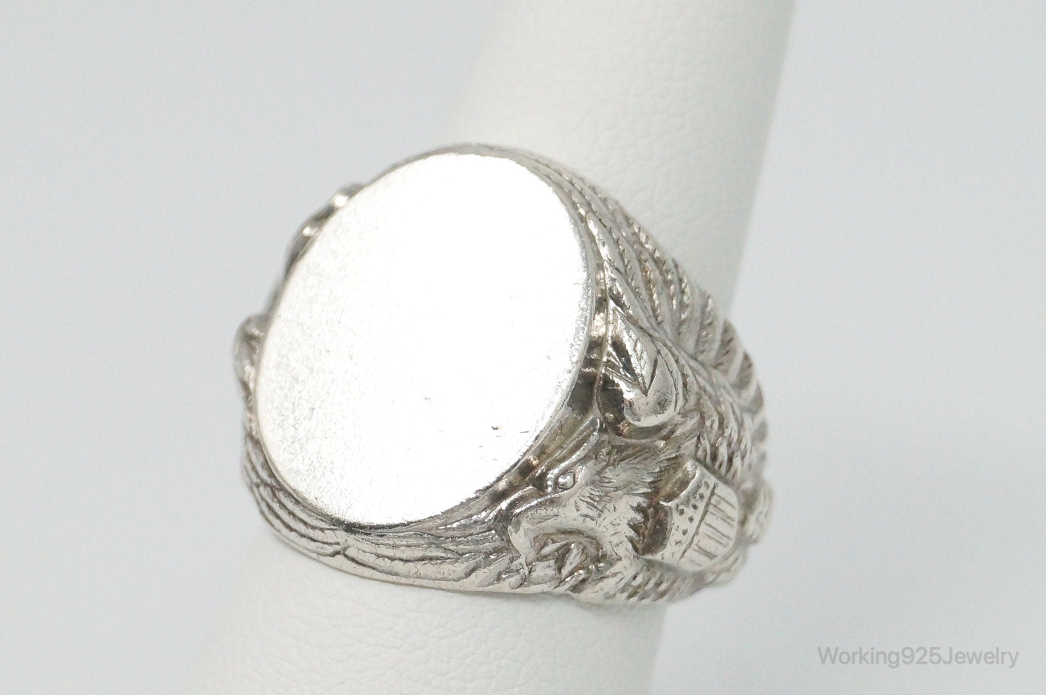 Vintage United States Military Engrave Sterling Silver Ring - Size 7