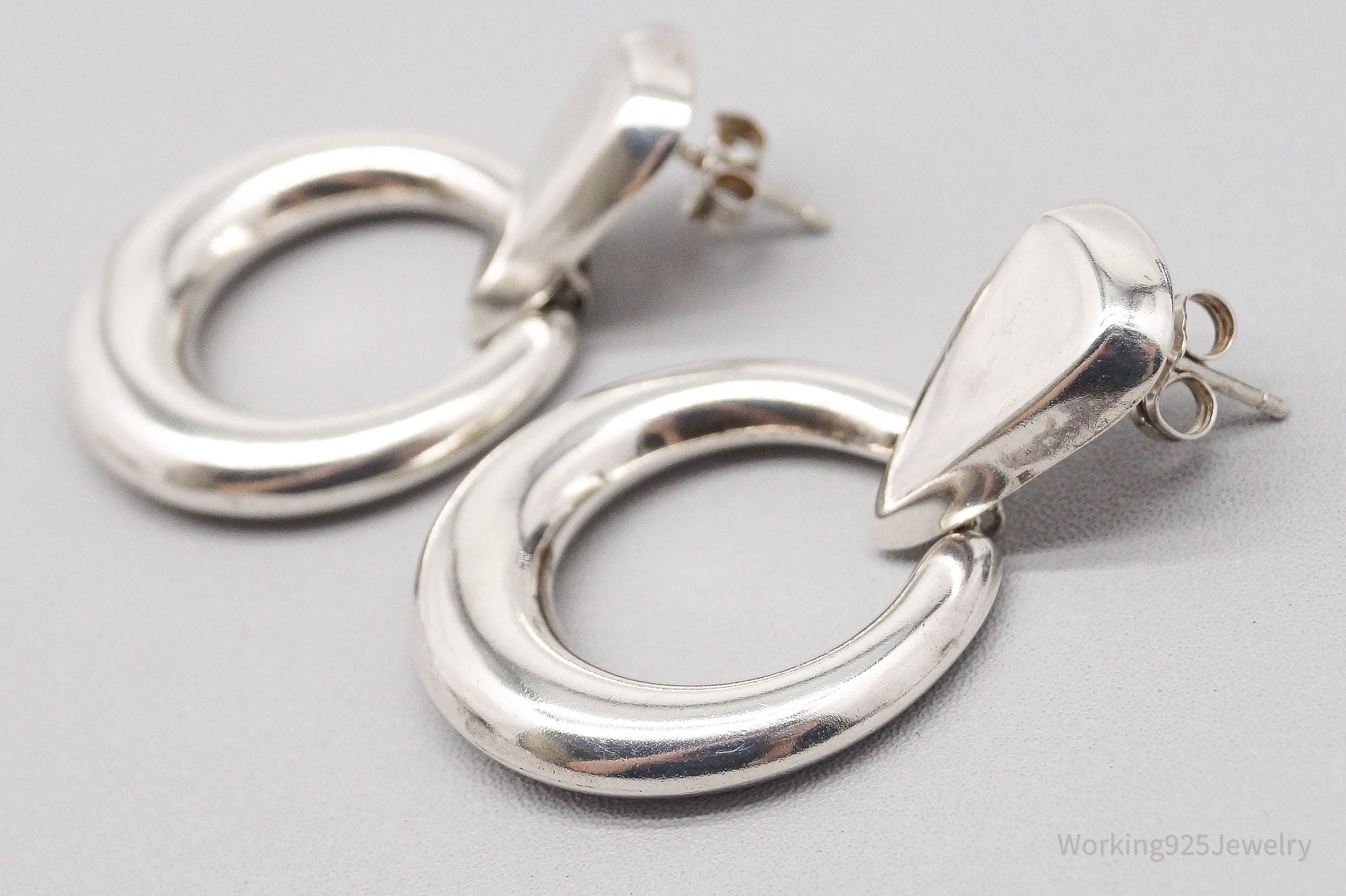 Vintage Modernist Style Sterling Silver Earrings