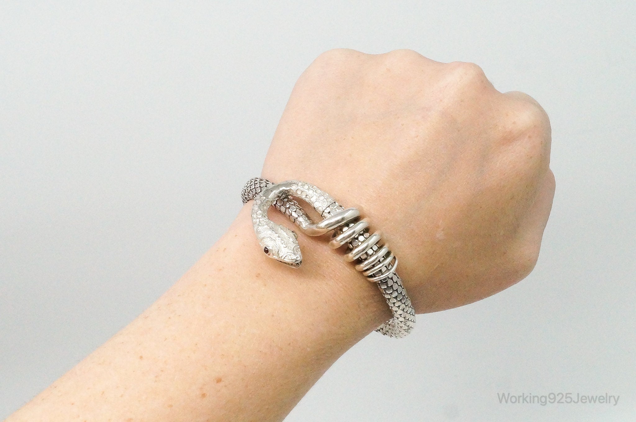 Vintage Designer W & D Snake Sterling Silver Expanding Bracelet