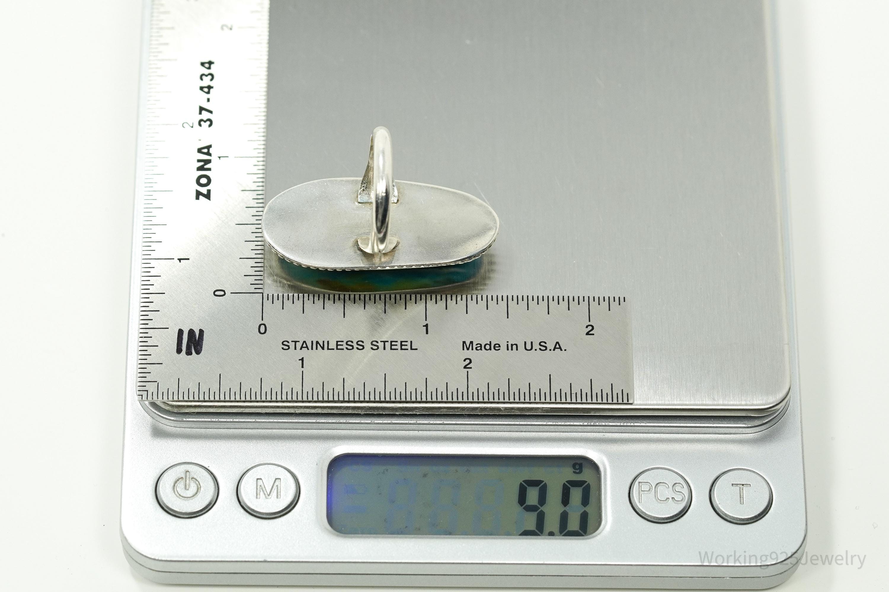 Vintage Handmade Native American Turquoise Unsigned Silver Ring - Size 6.75