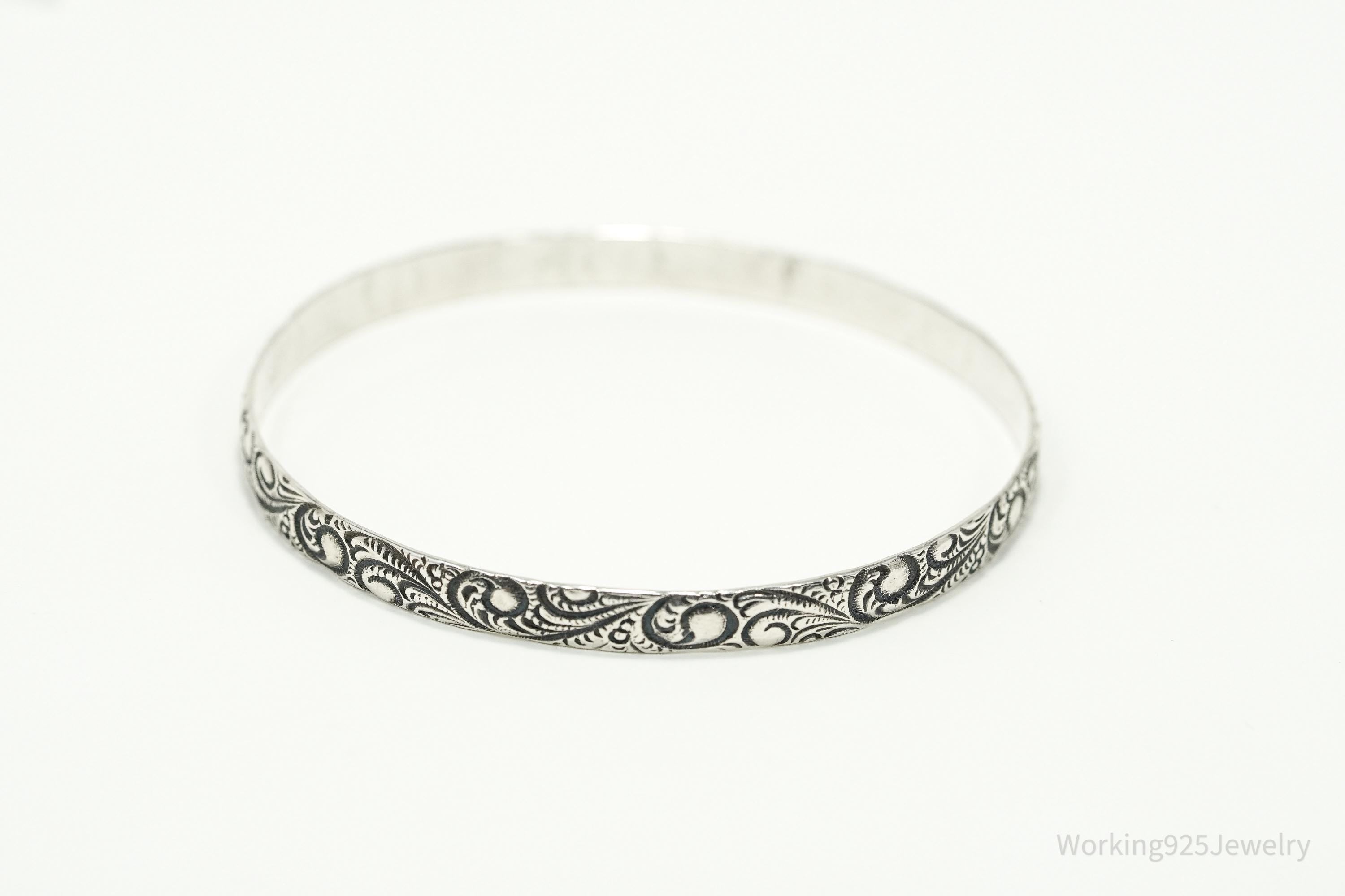 Antique Designer Danecraft Art Deco Pattern Sterling Silver Bracelet 8"