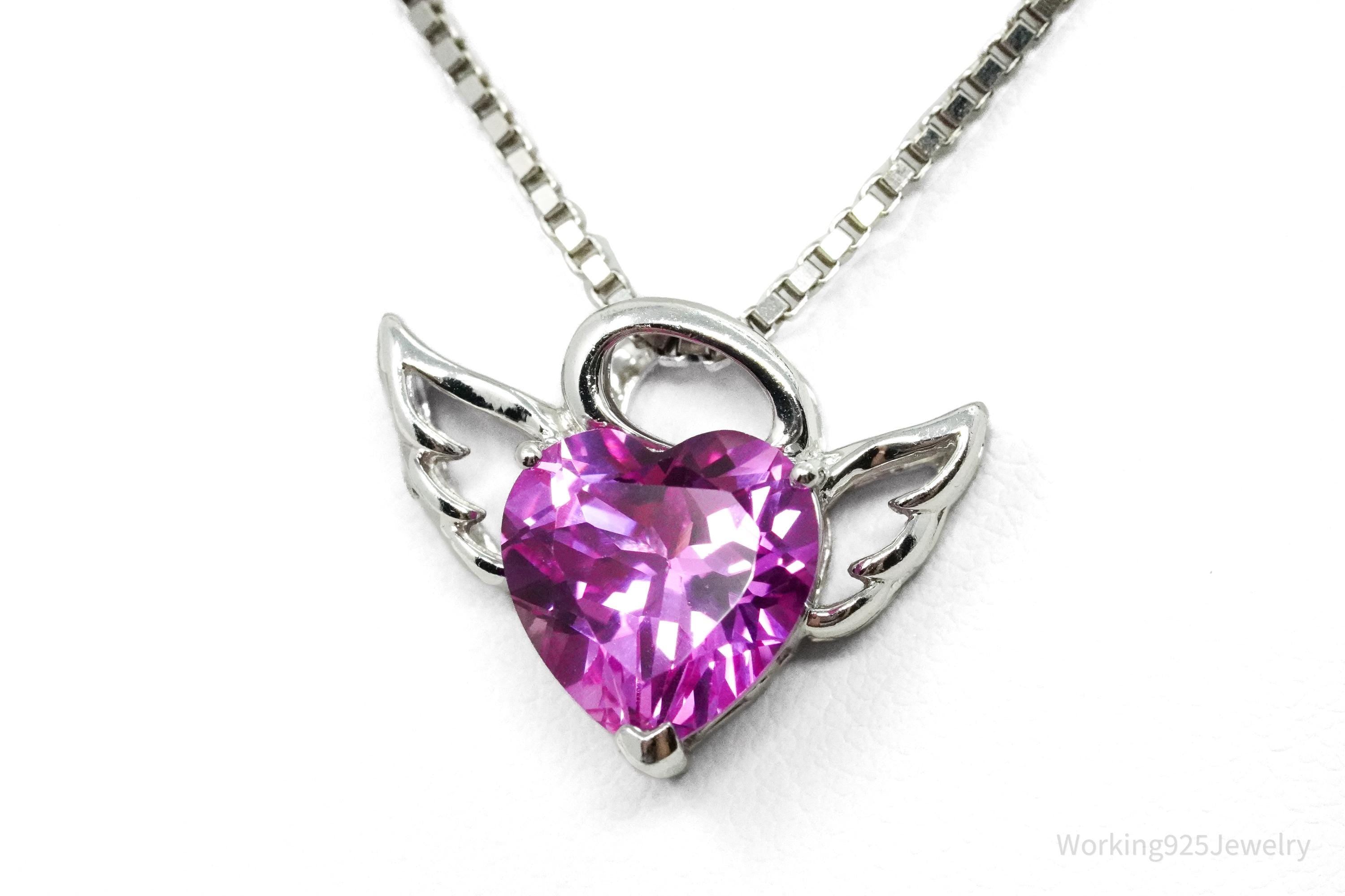 Alwand Vahan Pink Sapphire 14K White Gold Over Sterling Silver Pendant Necklace 18"