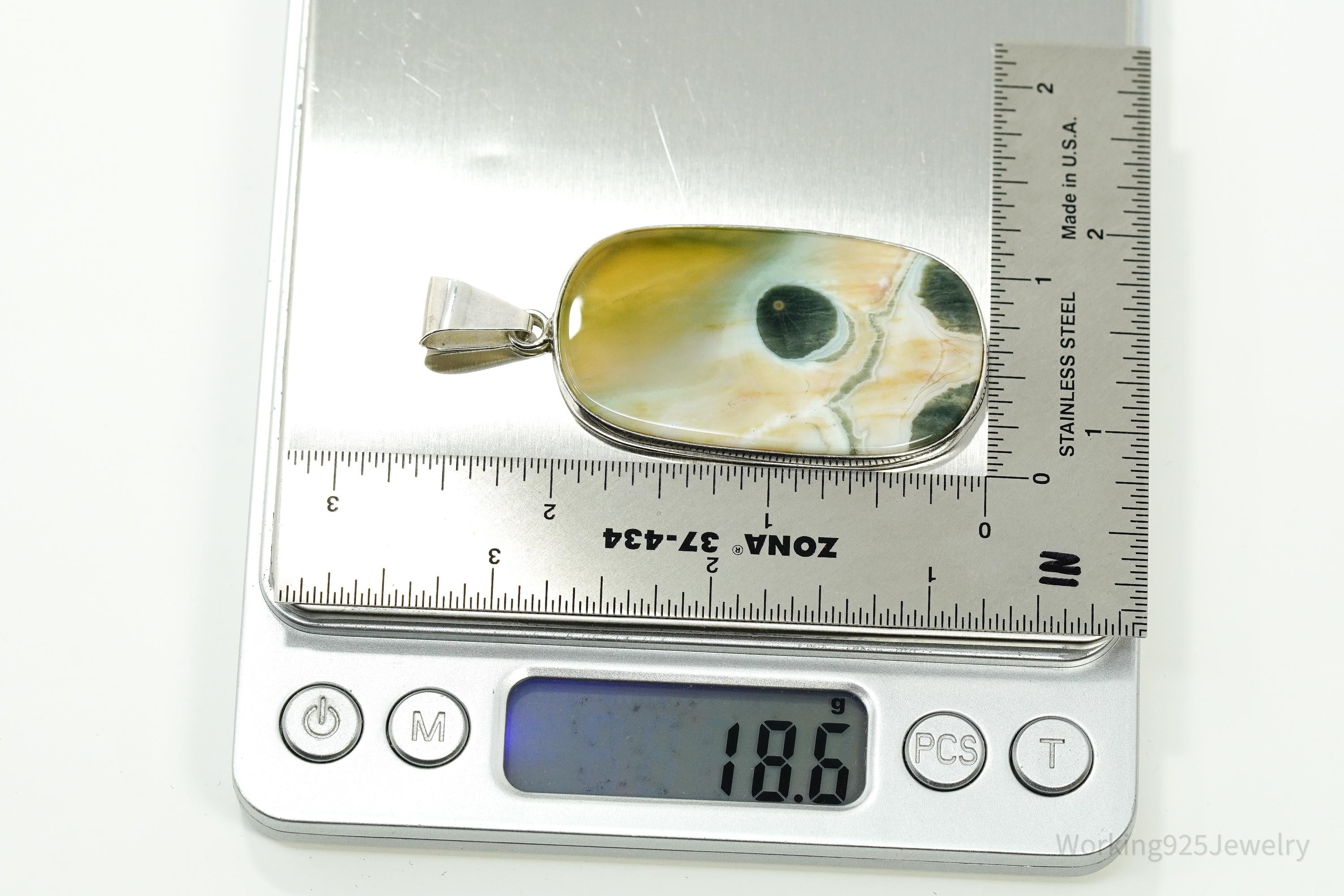 Large Vintage D. Robert Smith Jasper Sterling Silver Pendant