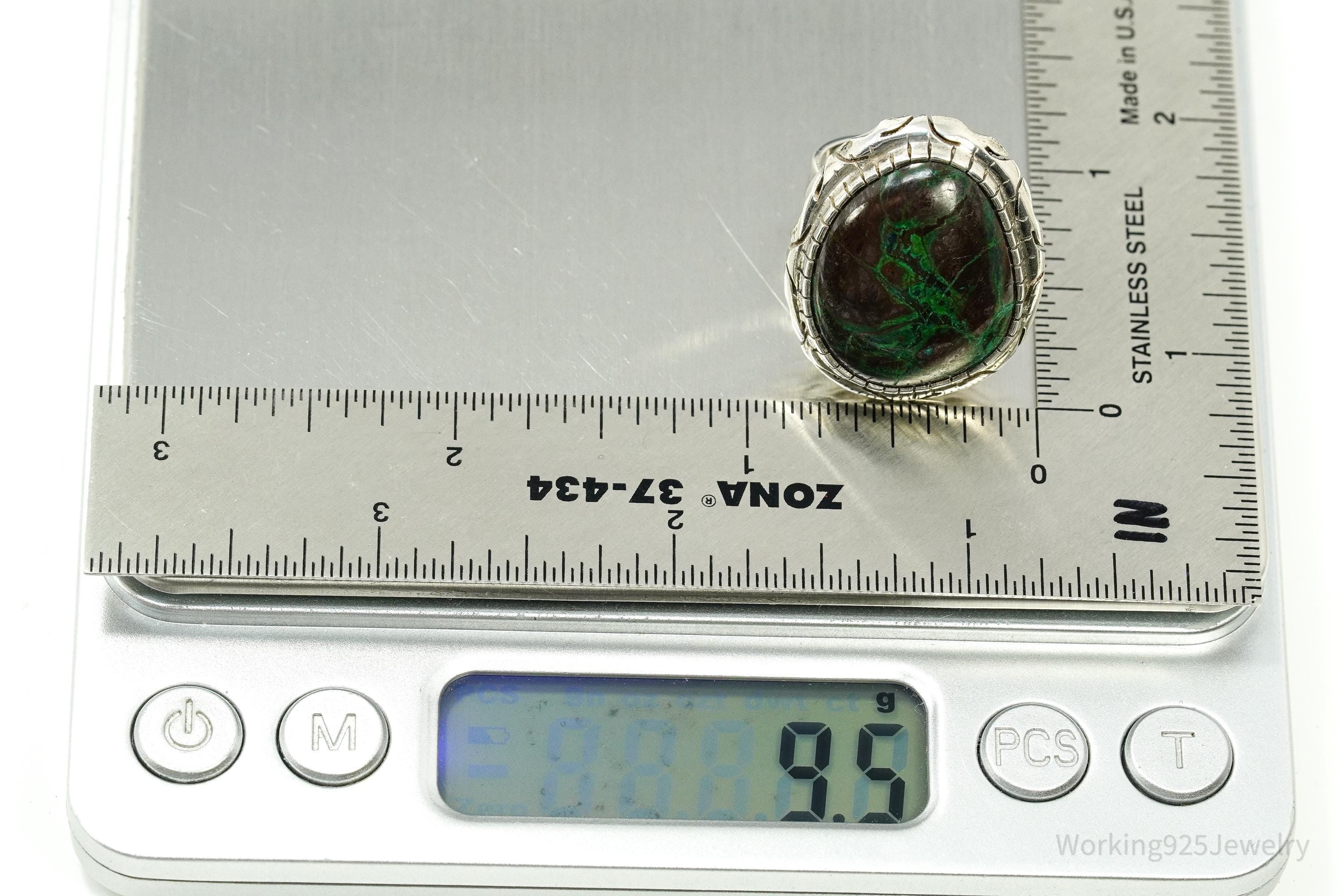 Vintage Large Jasper Sterling Silver Ring - Size 6.5