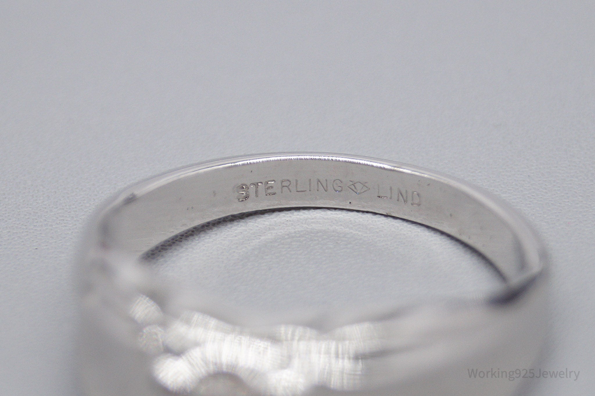 Vintage Designer LIND Cubic Zirconia Sterling Silver Ring - Size 12