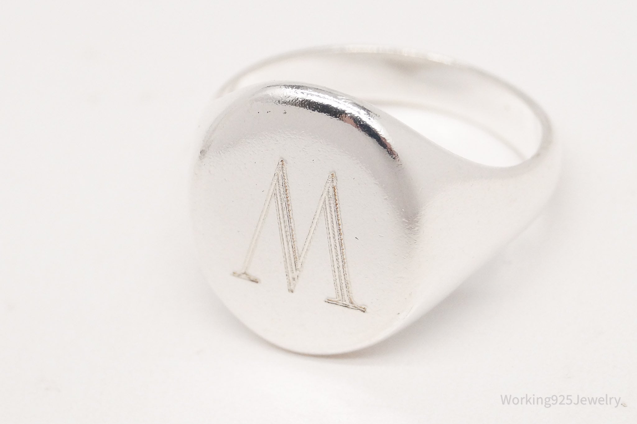 Vintage "W" "M" Letter Initial Sterling Silver Ring - Size 6