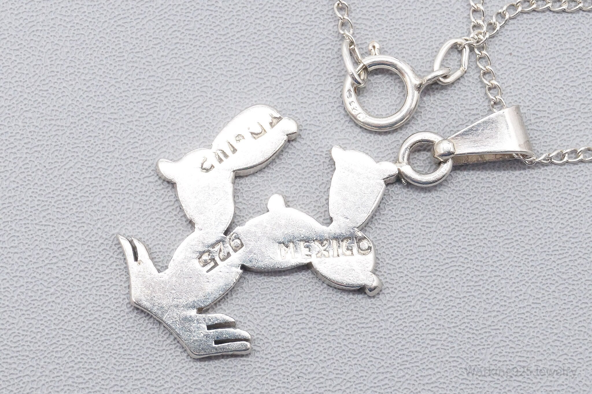 Vintage Western Desert Cactus Sterling Silver Necklace 20"