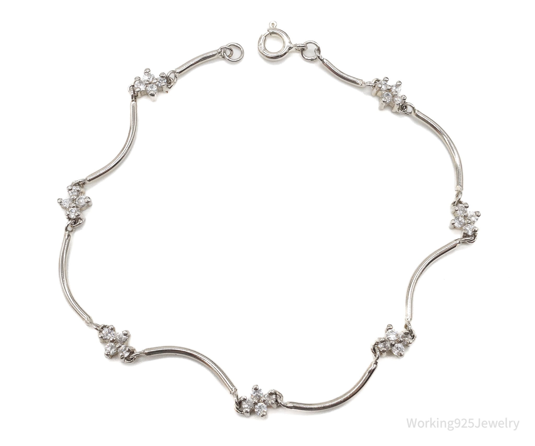 Vintage Cubic Zirconia Sterling Silver Bracelet