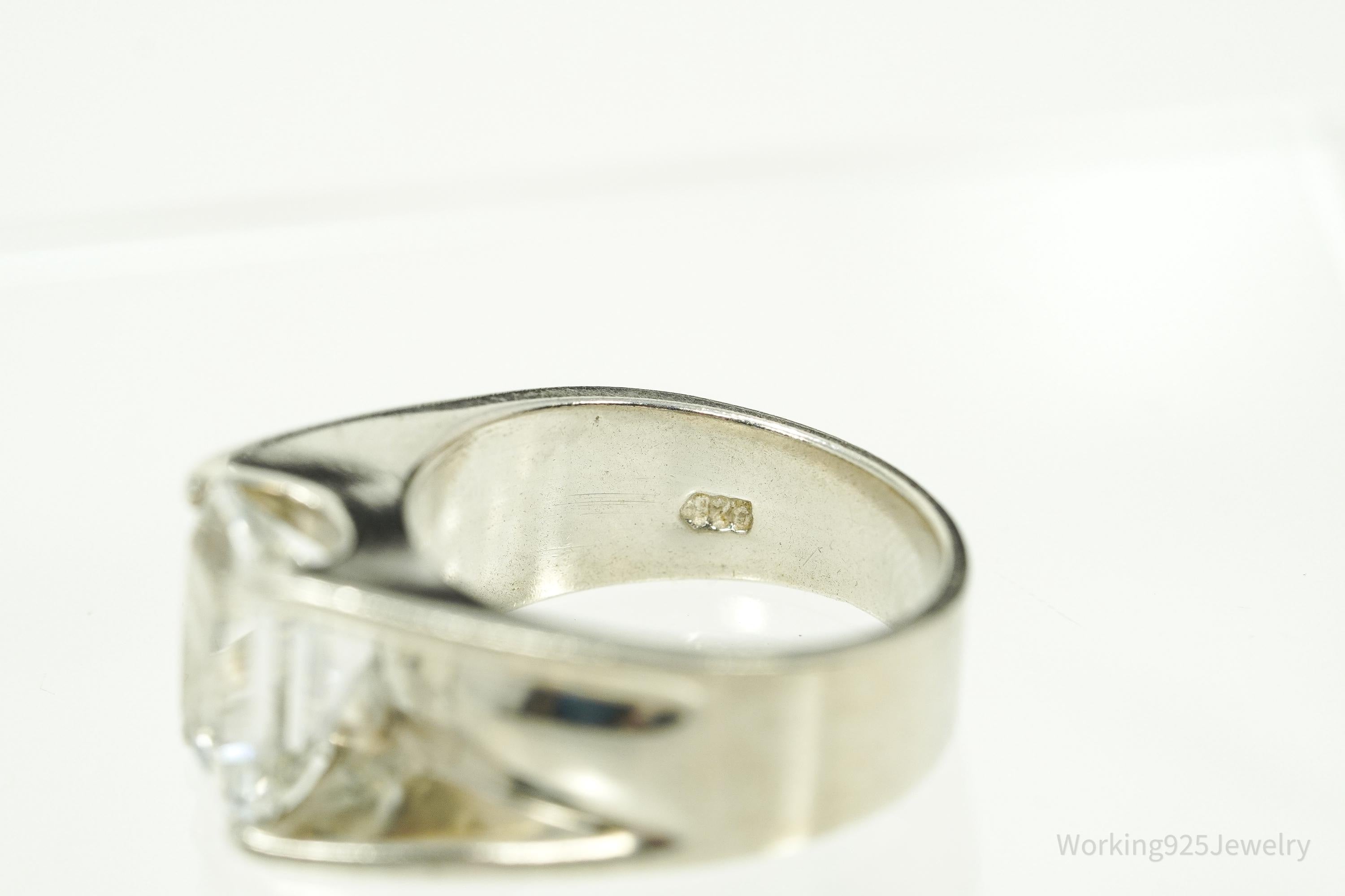 Vintage Cubic Zirconia Sterling Silver Ring - Size 7