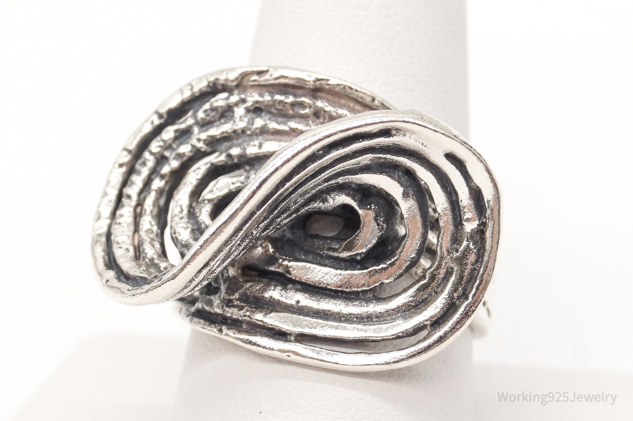 Vintage Modernist Sterling Silver Ring - Size 9.75