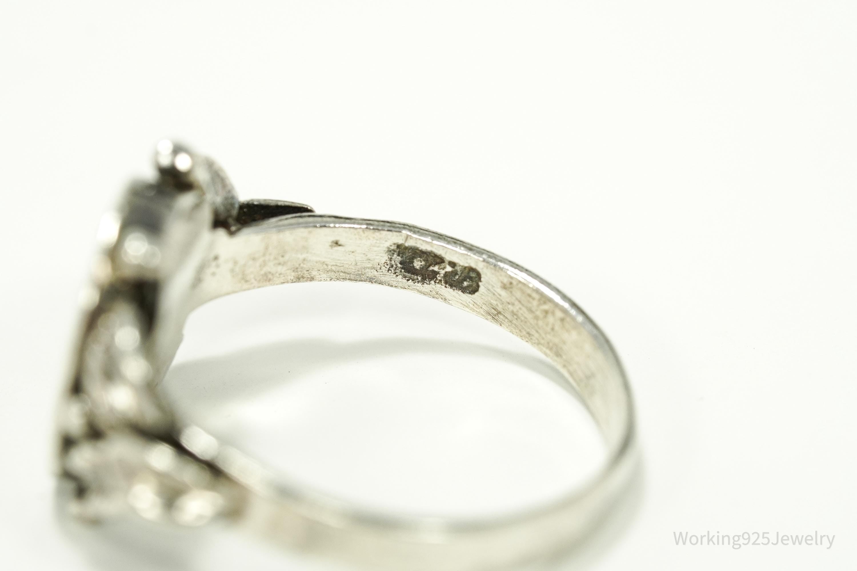 Vintage Pink Mother Of Pearl Sterling Silver Ring - Size 8