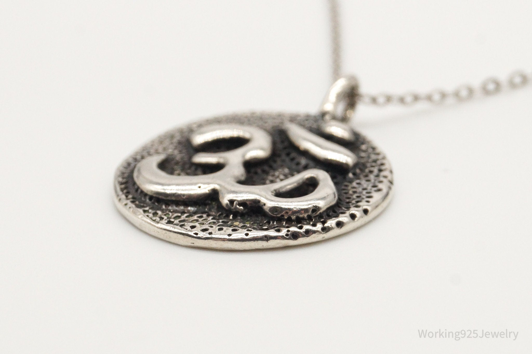 Vintage Om Symbol Sterling Silver Necklace